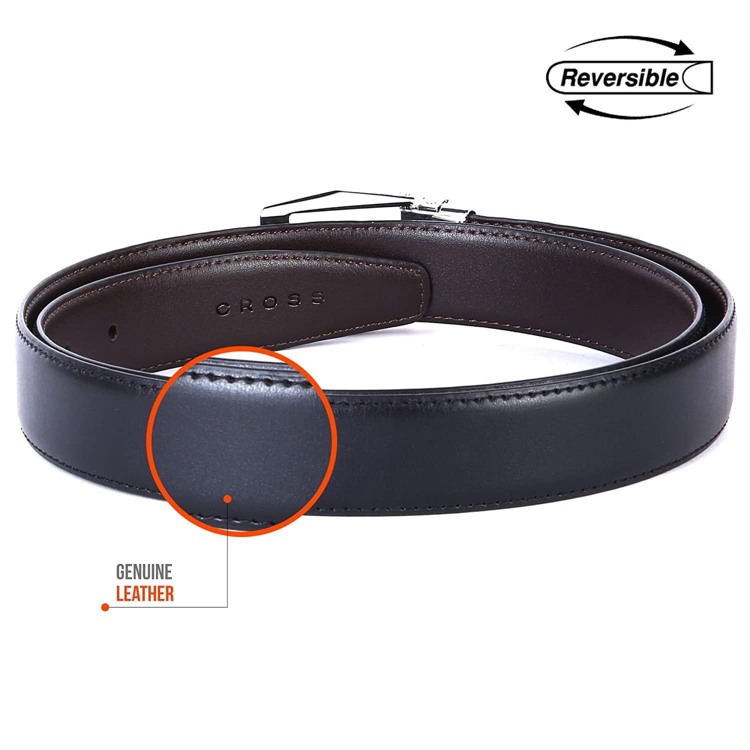 CROSS MEISTER PREMIUM LEATHER BELT WITH 30 MM PRONGED BUCKLE FOR MEN XL (112CM) - BLACK AND BROWN - AC1298198-2-XXL2