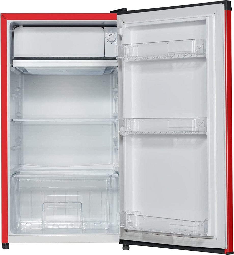 Hoover 118L Single Door Compact Refrigerator with Freezer Compartment - Mechanical Control, Adjustable Thermostat, Security Lock, 1 Removable Shelf, Defrost Feature, 1 Year Warranty, Red - HSD-K118-R