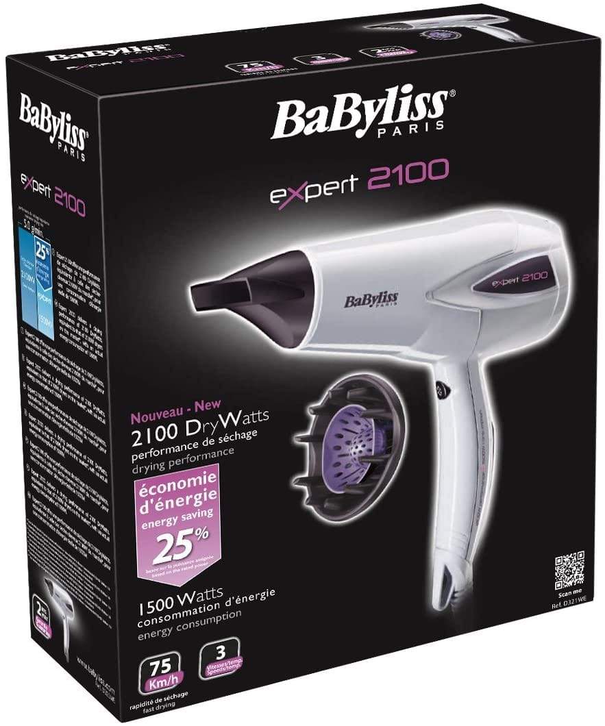 BaByliss Expert Hair Dryer White & Purple-D321WSDE - Jashanmal Home