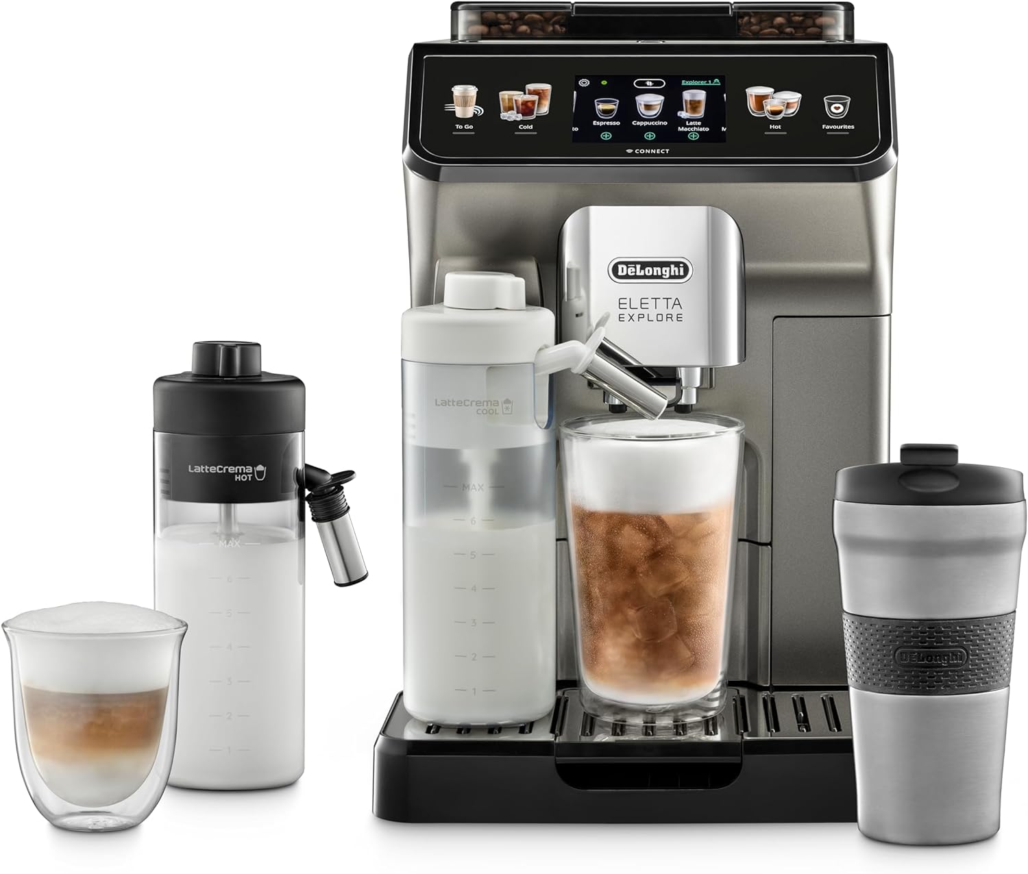 De'Longhi Eletta Explore Bean to Cup coffee machine with Latte cream H