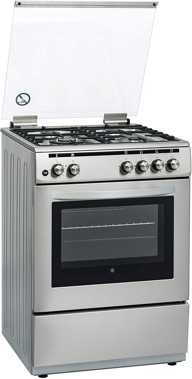 HOOVER 3+1 (WOK) G B 60X60 WITH GAS OVEN & FS STEEL (33000100)-FGC66.02S - Jashanmal Home