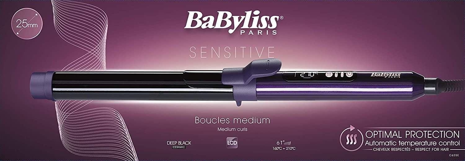 BaByliss BABC625SDE Hair Curling Iron 6 Temperature, 25mm - Black/Purple - Jashanmal Home