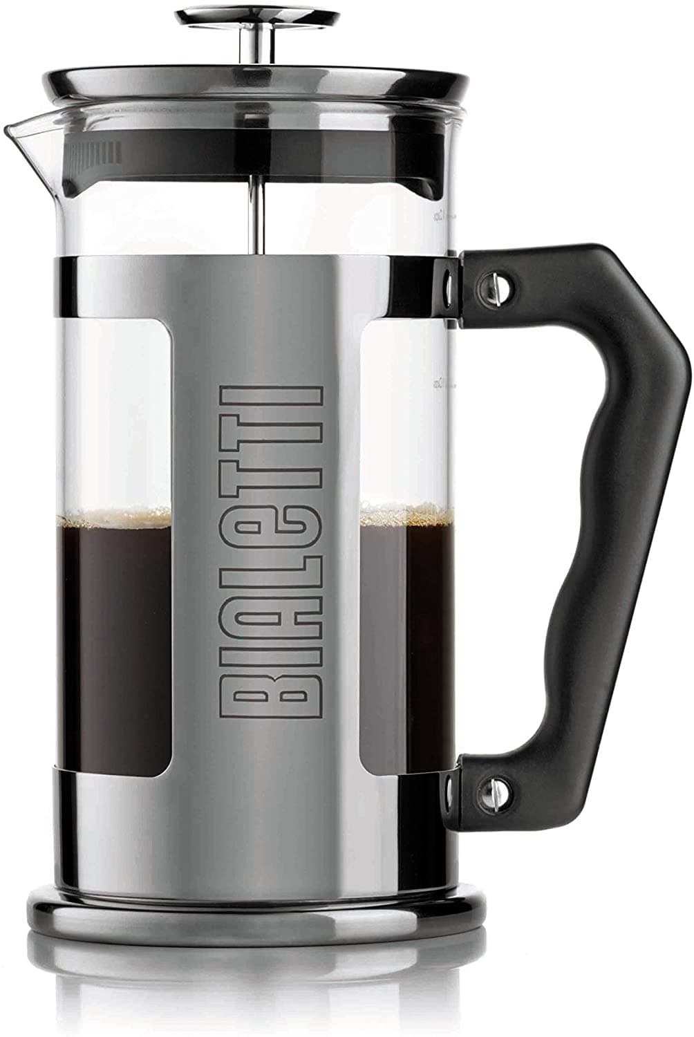 ماكينة تحضير القهوة بياليتي بعصارة قهوة - شفافة، اسود وفضي، 350 مل - 0003180/NW