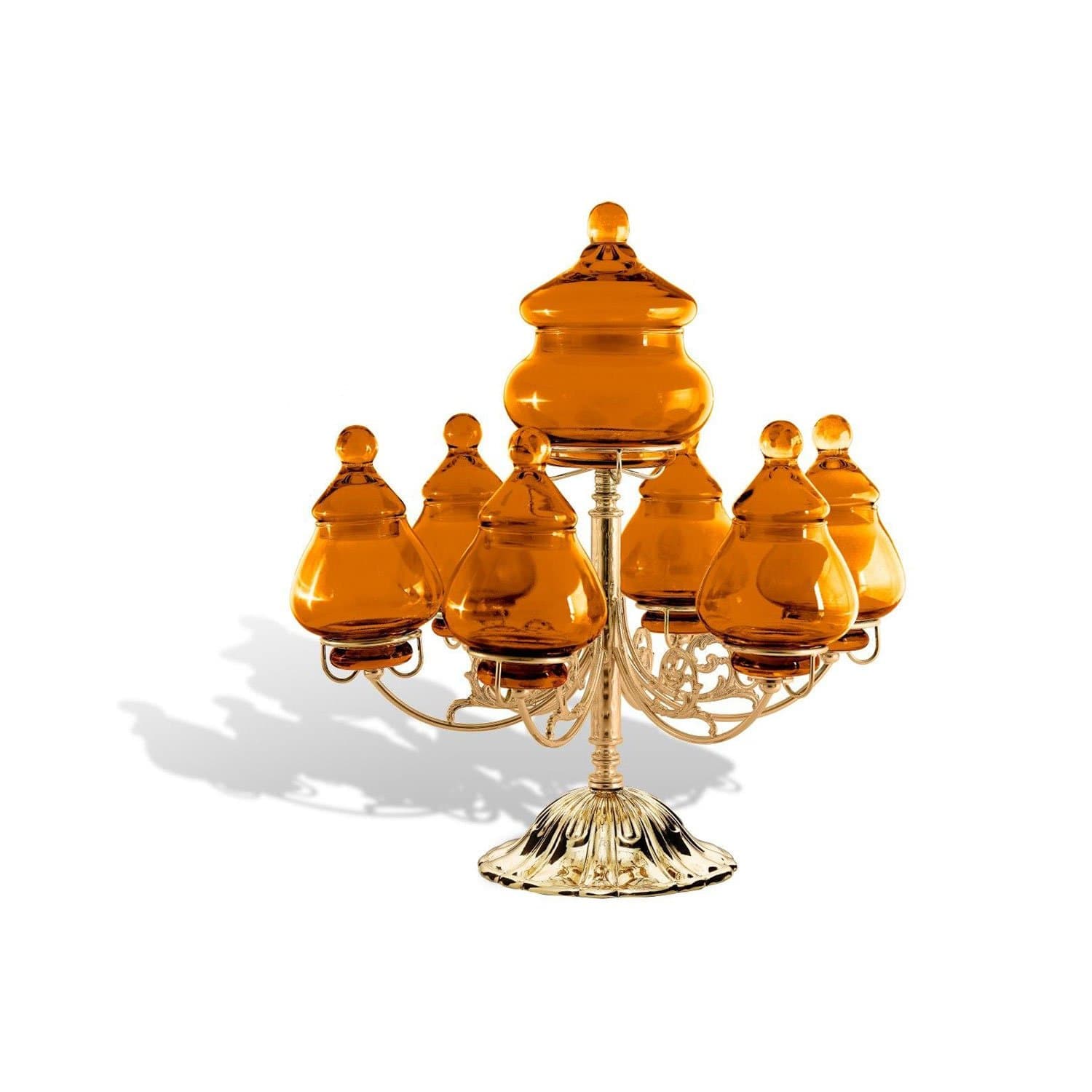 ROMA CENTERPIECE 7 BOXES GLASS AMBER - DC6152/OR-AM