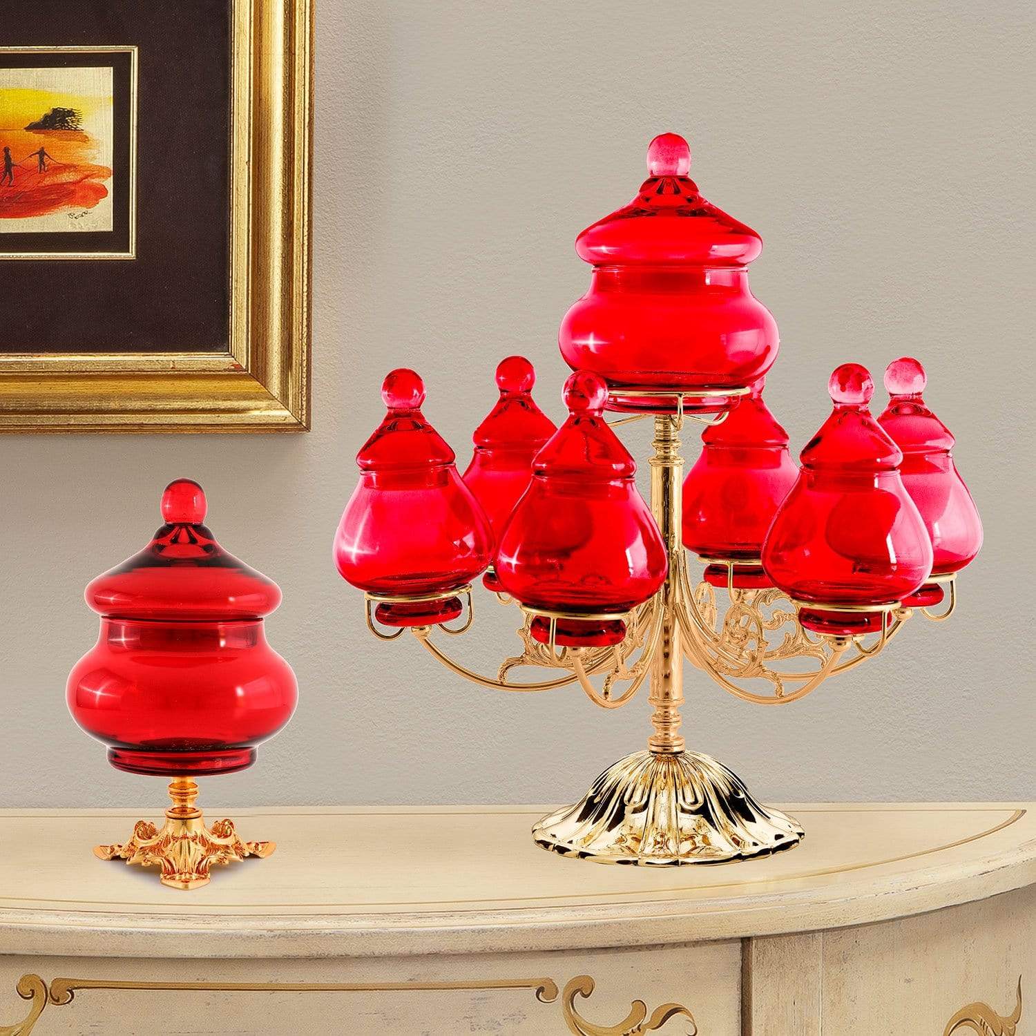 DEBORA CARLUCCI ROMA CENTERPIECE 7 BOXES GLASS RED  - DC6152/OR-RS