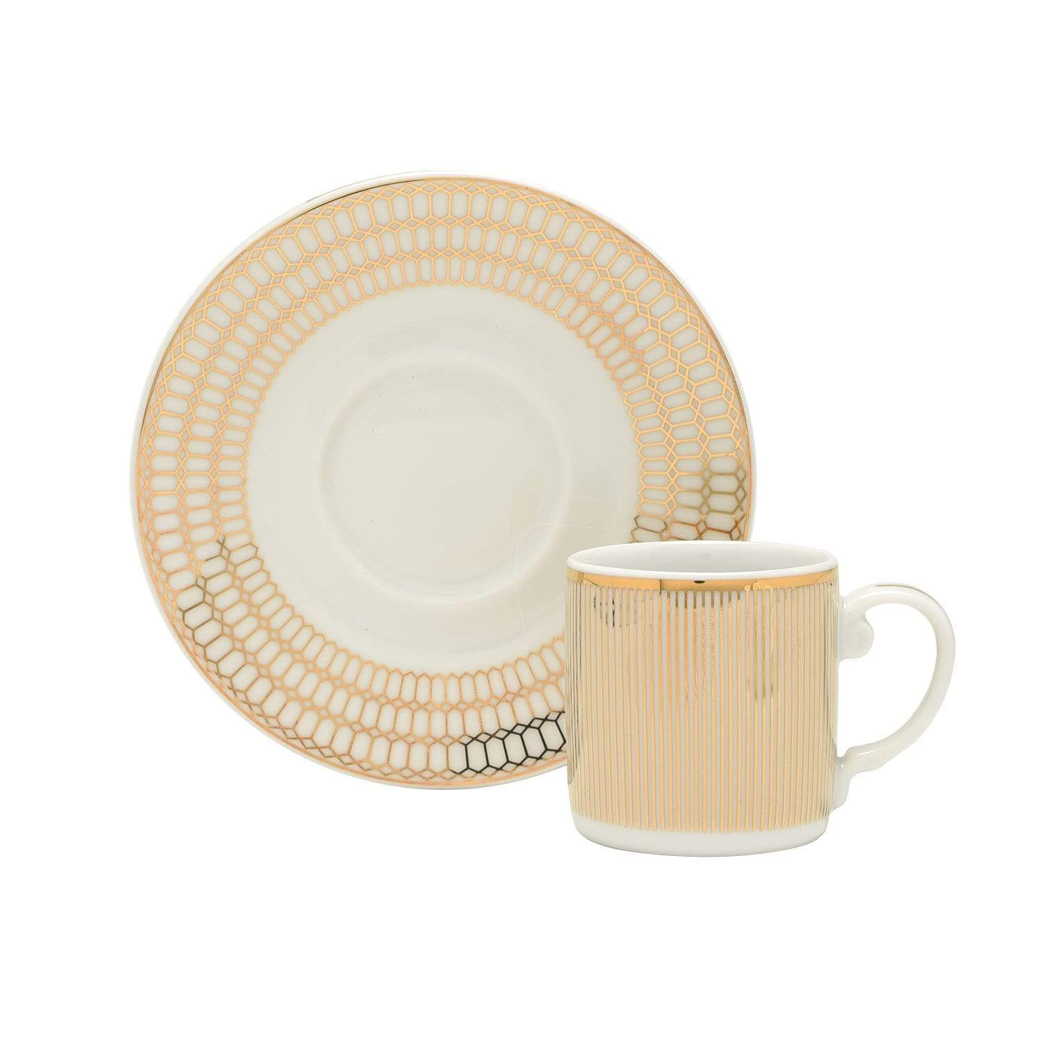 Dankotuwa Foster Gold 6+6 Demitasse Coffee Cup And Saucer - Fost-11792/693/6-G