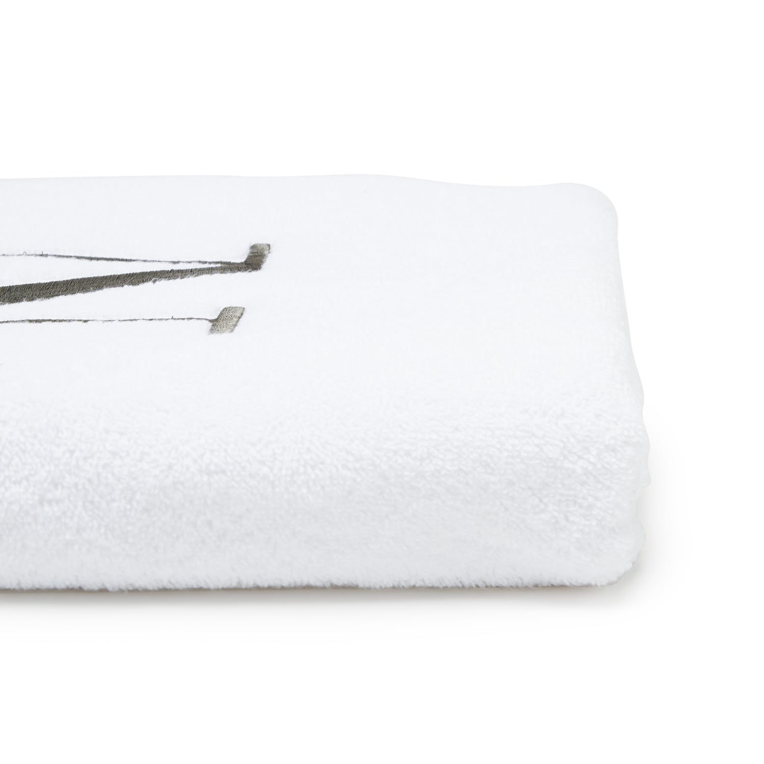 Avanti Monogram Block Letter N Hand Towel - WHITE AND SILVER