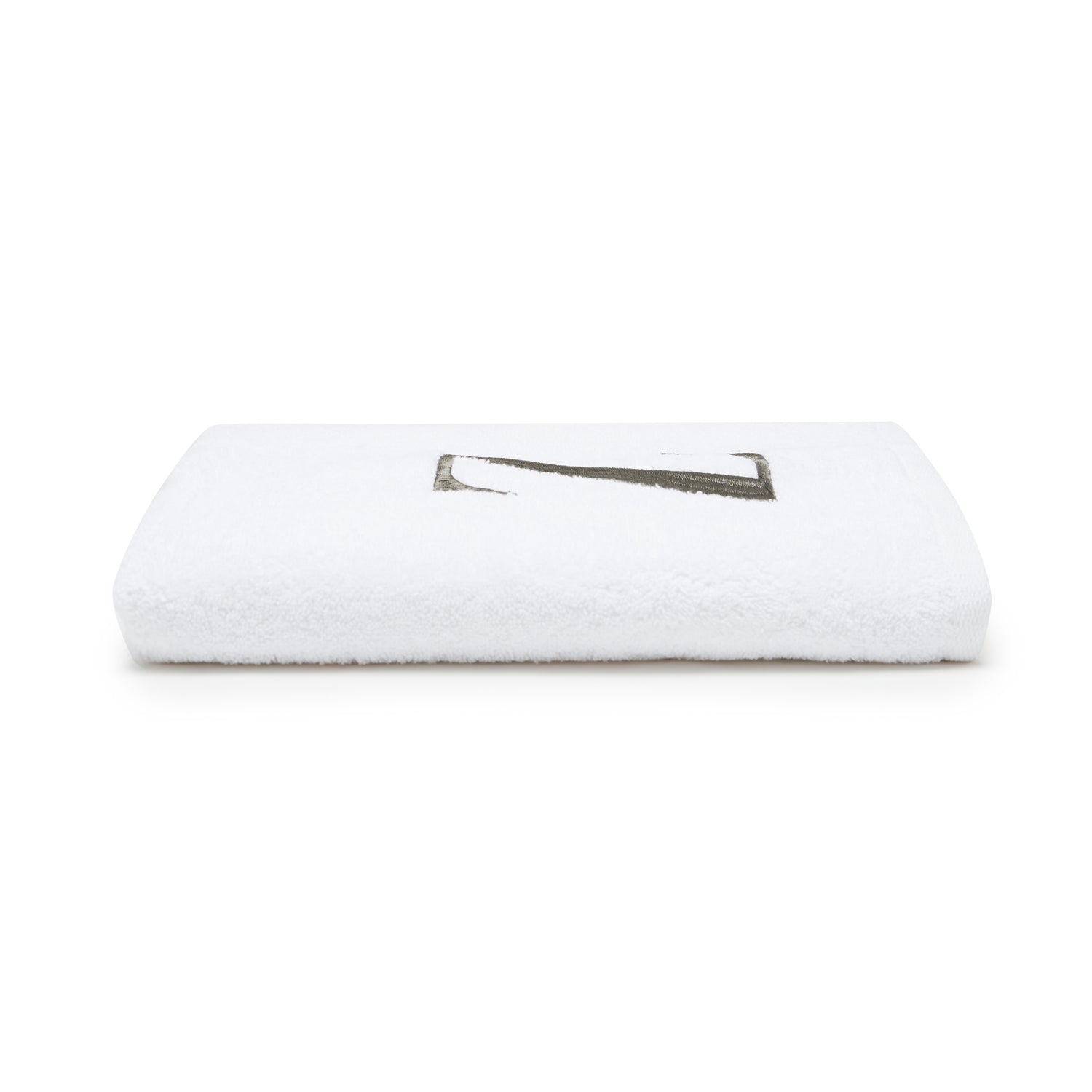 Avanti Monogram Block Letter Z Hand Towel - WHITE AND SILVER