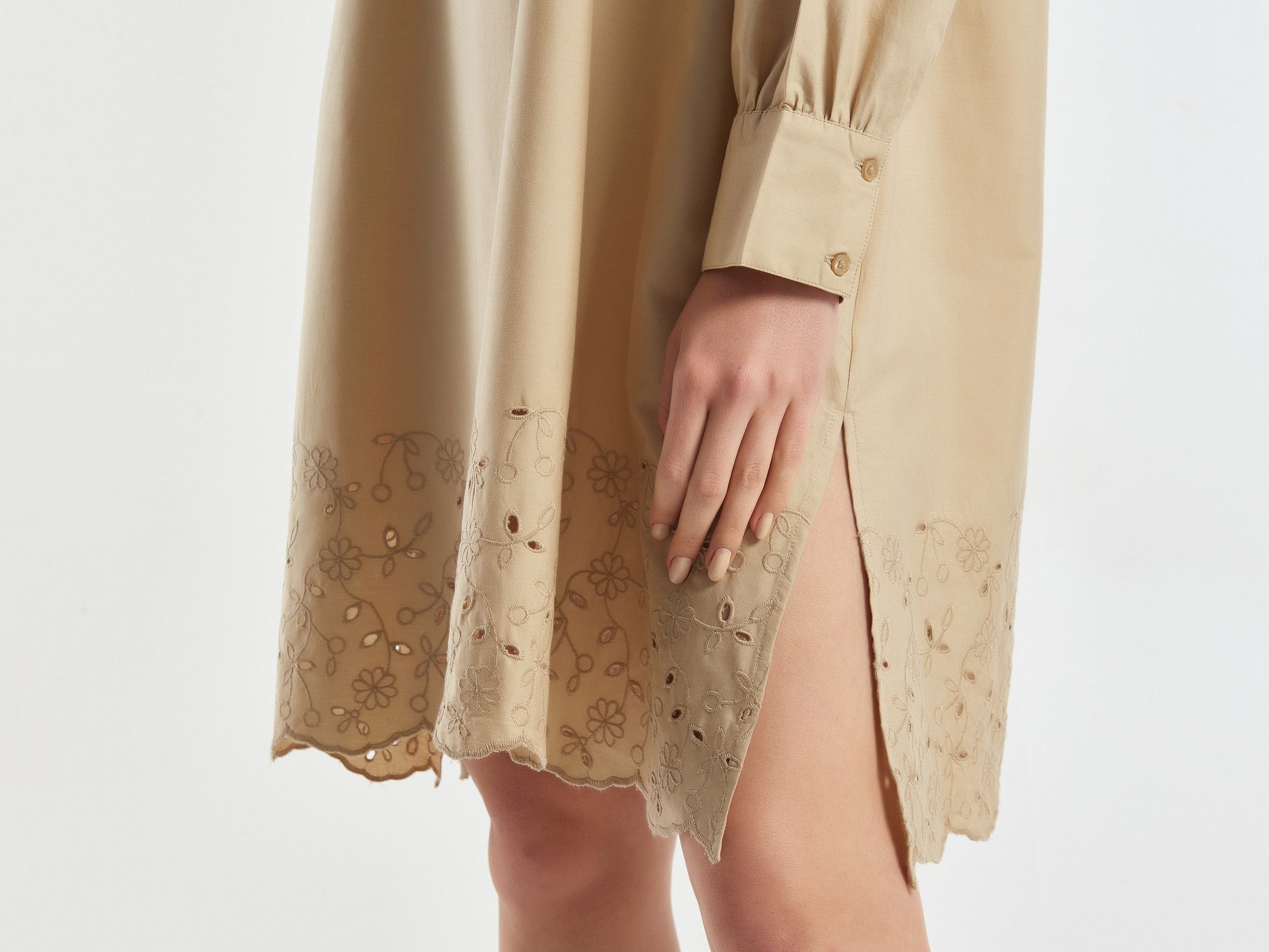 Shirt dress with broderie anglaise embroidery