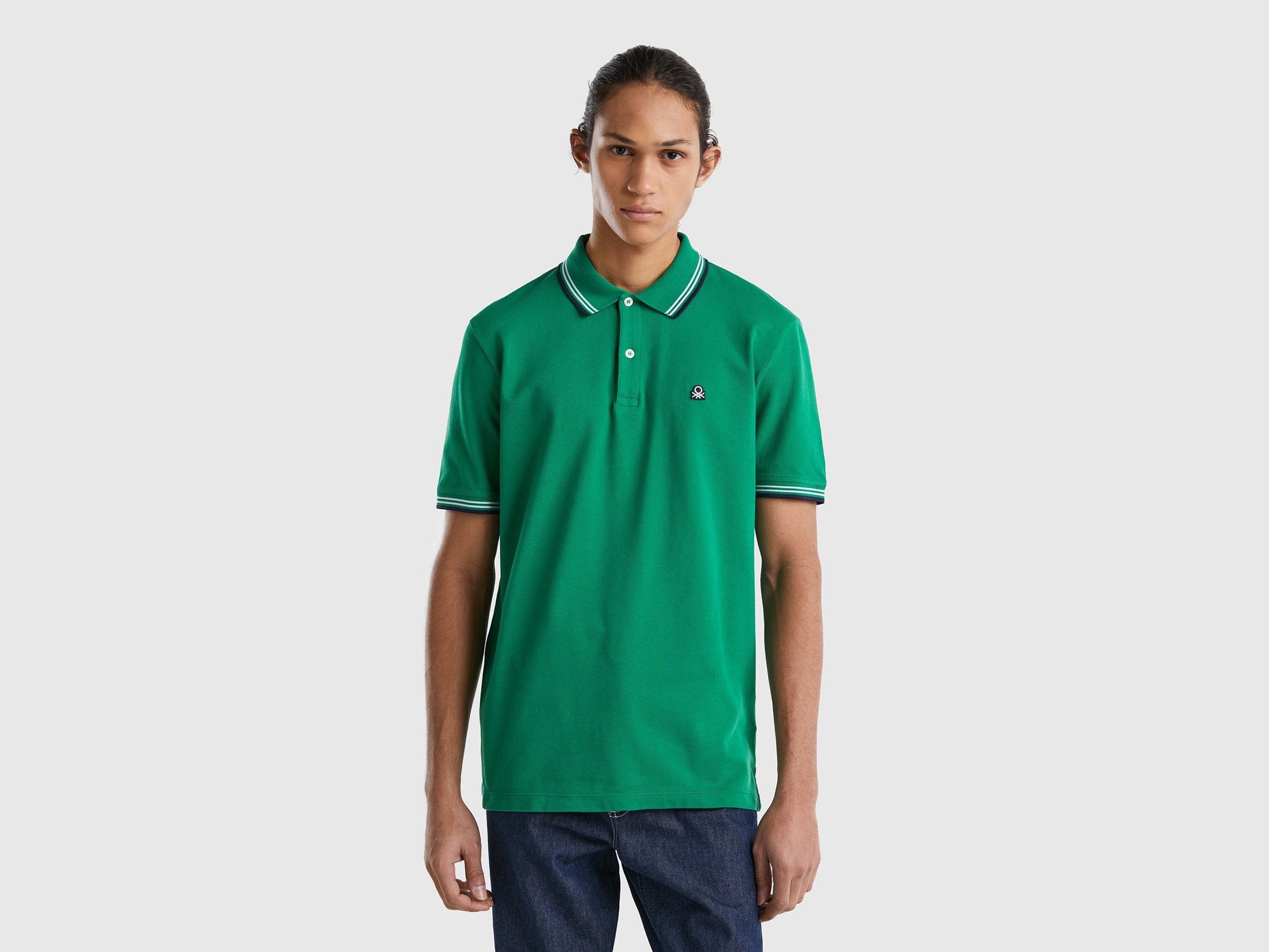 Short sleeve stretch cotton polo