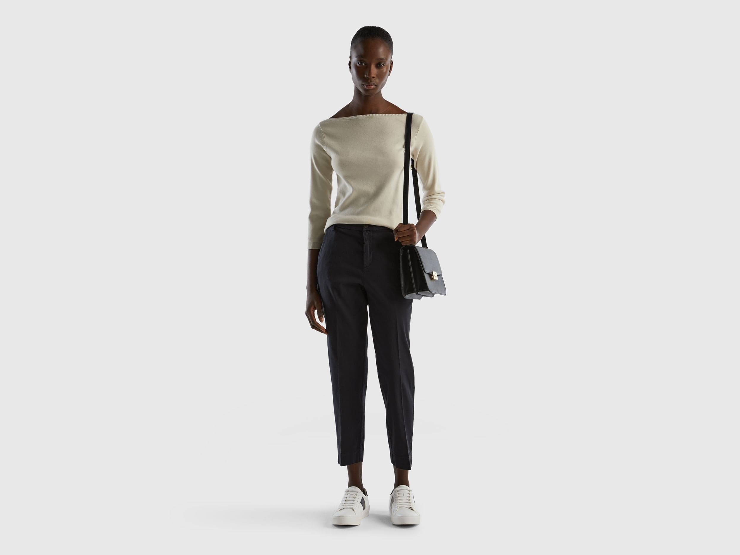 Cropped chinos in stretch cotton