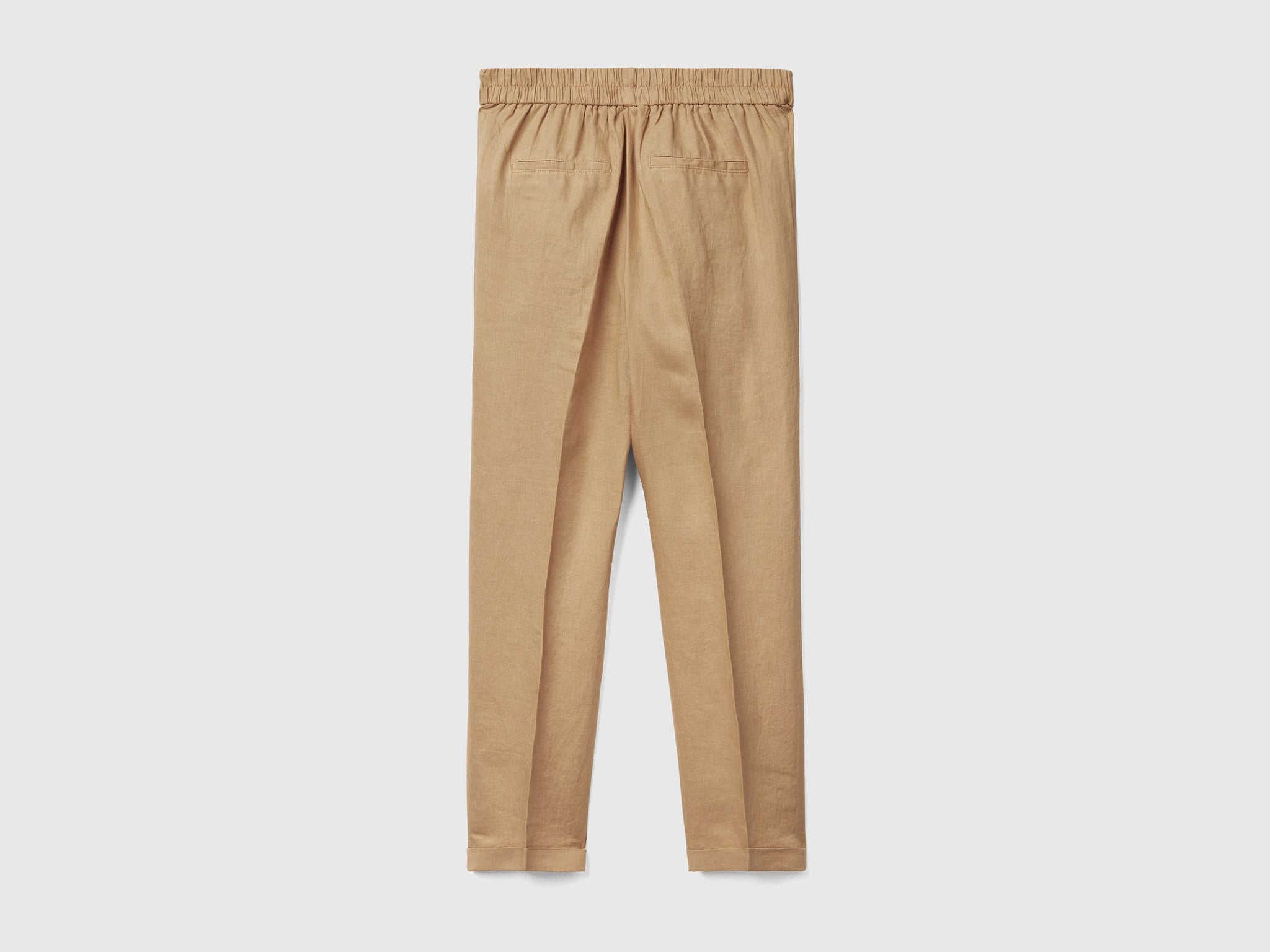 Cropped trousers in 100% linen