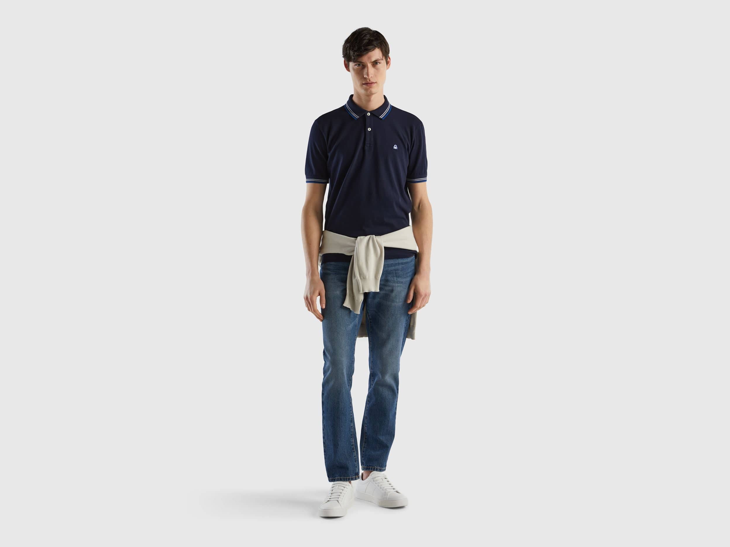 Short sleeve stretch cotton polo