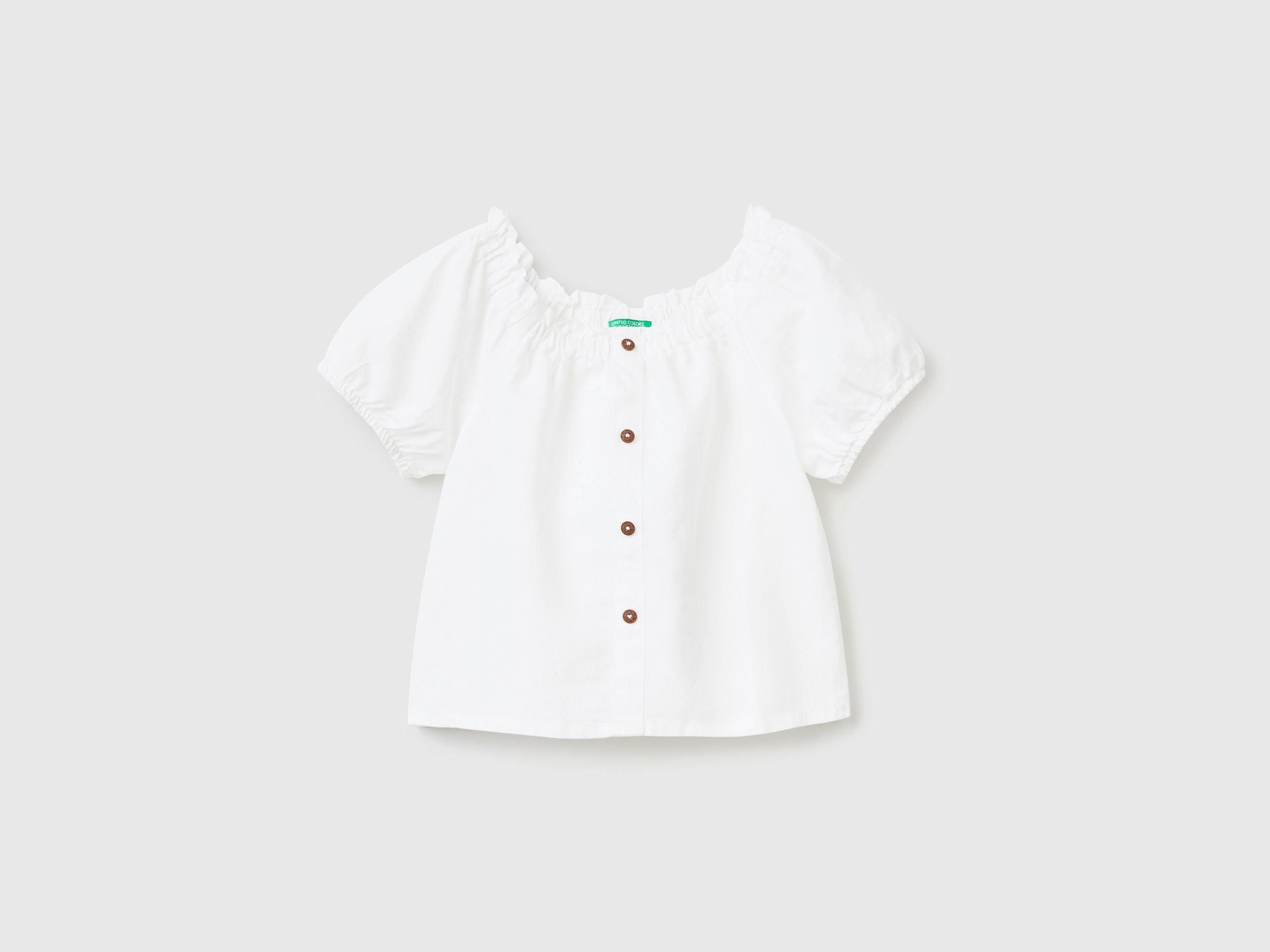 Short sleeve blouse in linen blend