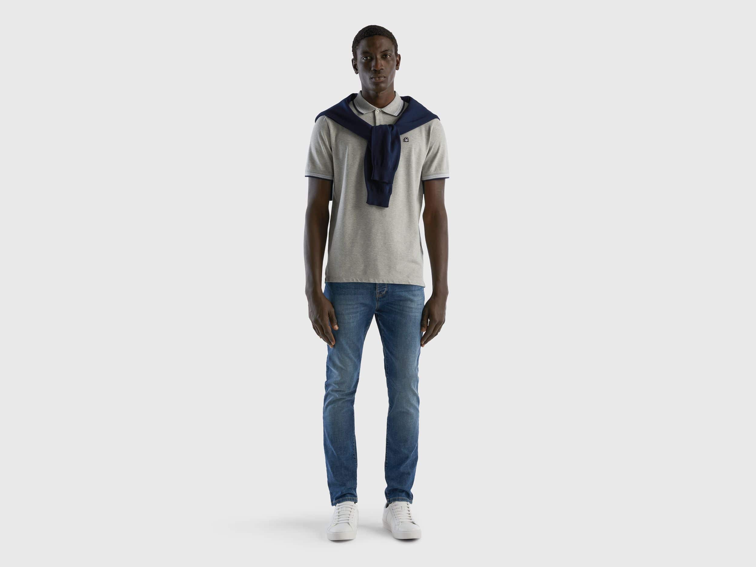 Short sleeve stretch cotton polo