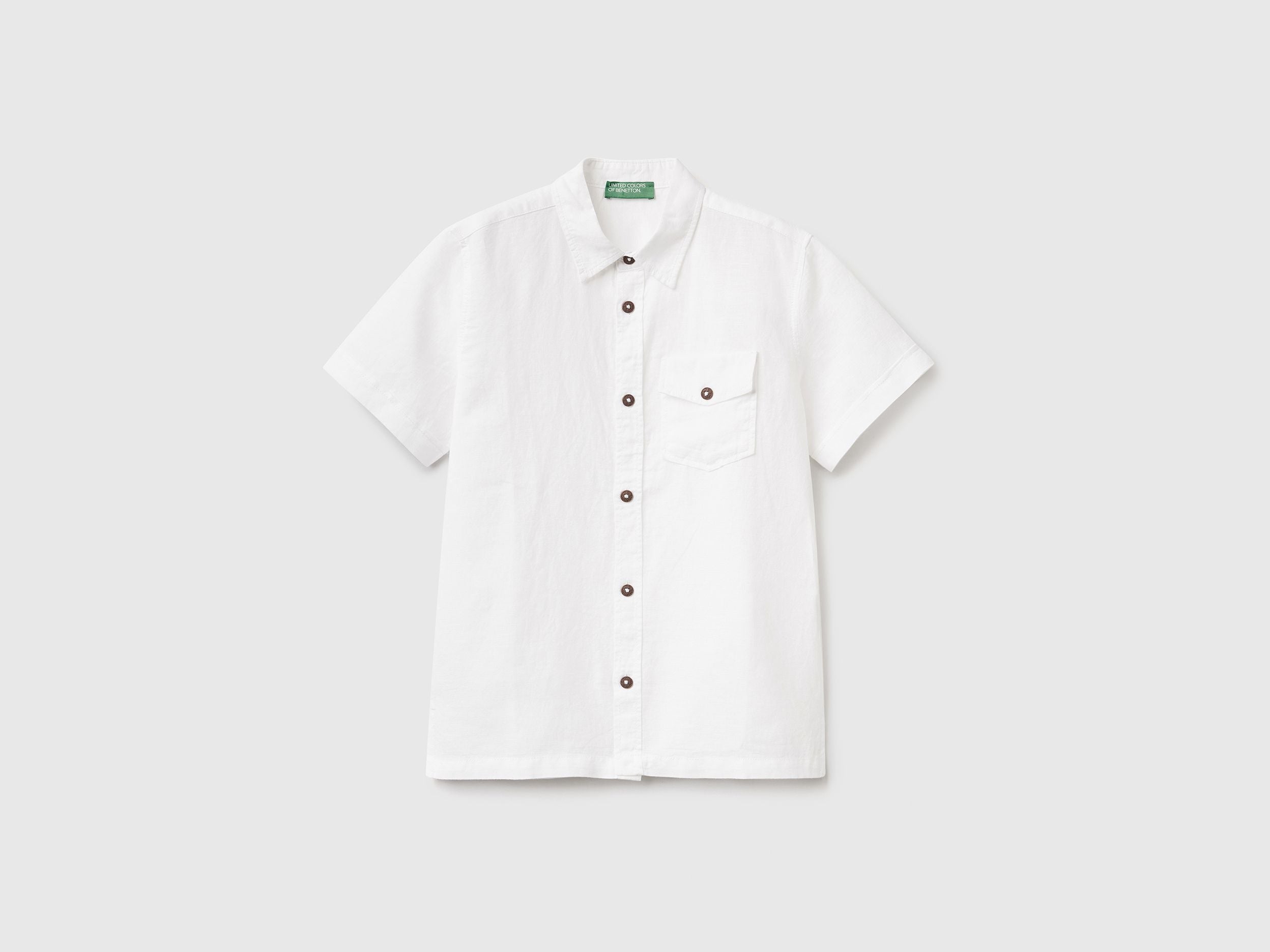 Short sleeve shirt in linen blend
