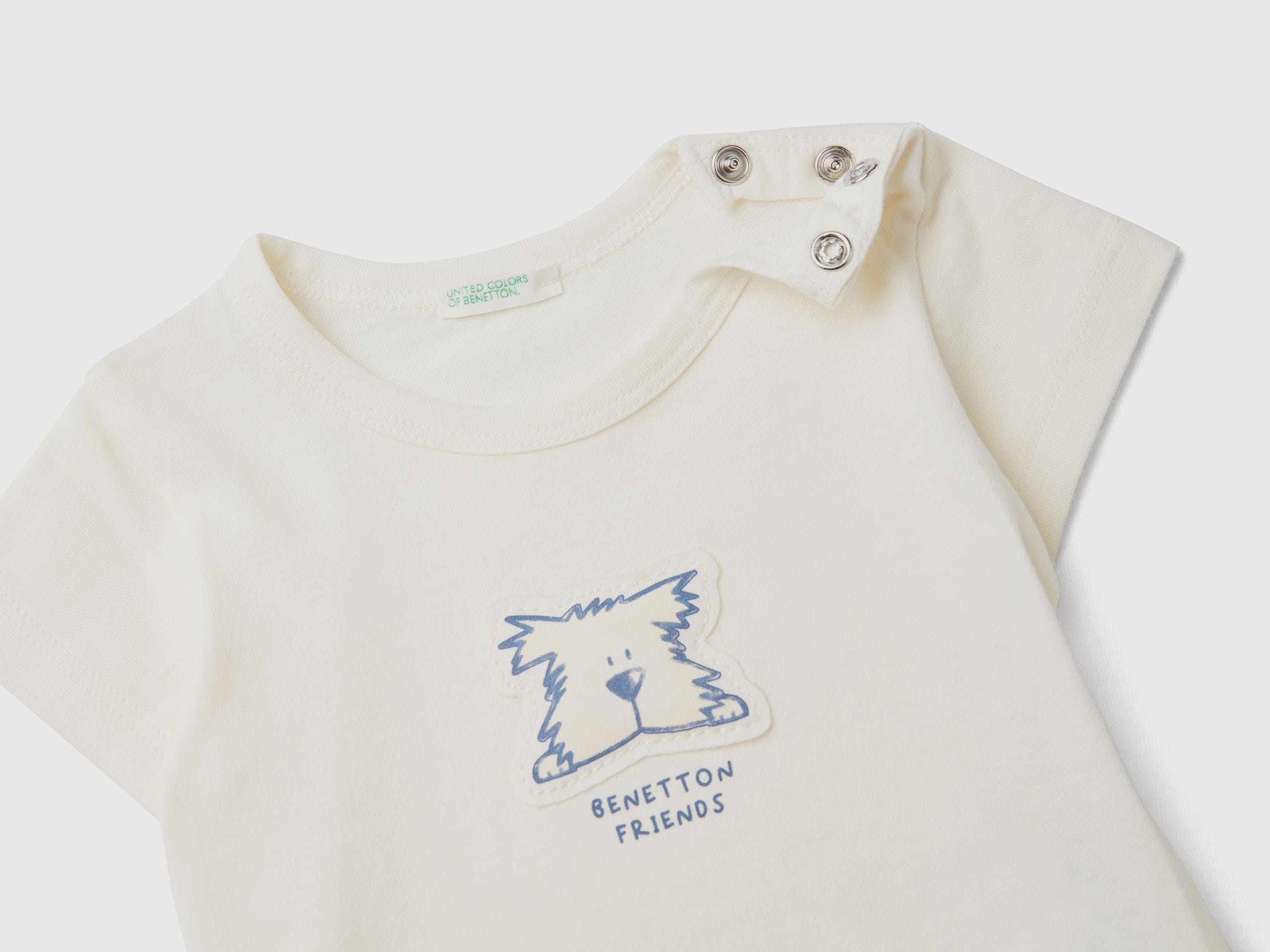 T-shirt with patch and print