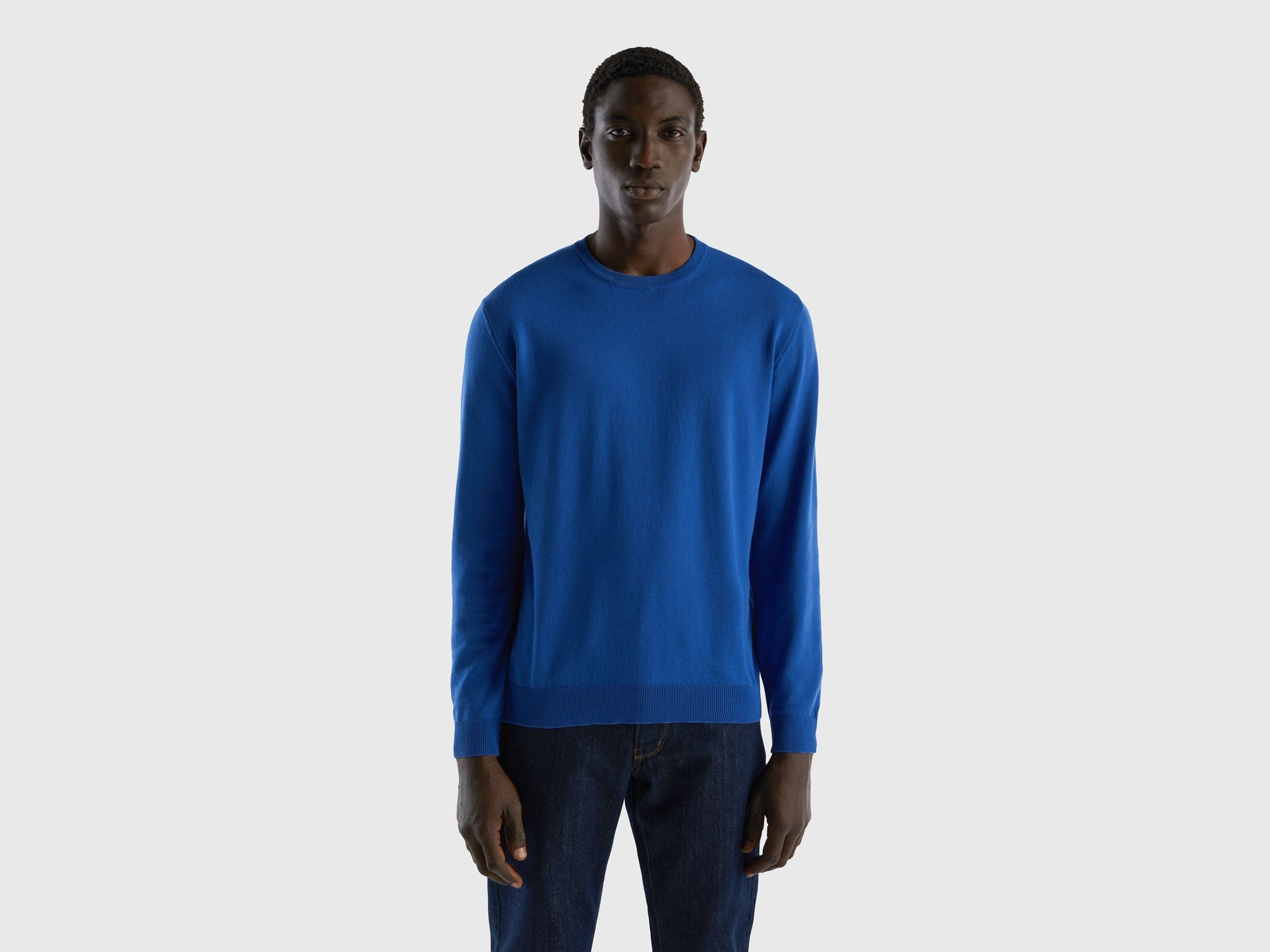 Crew neck sweater in 100% cotton