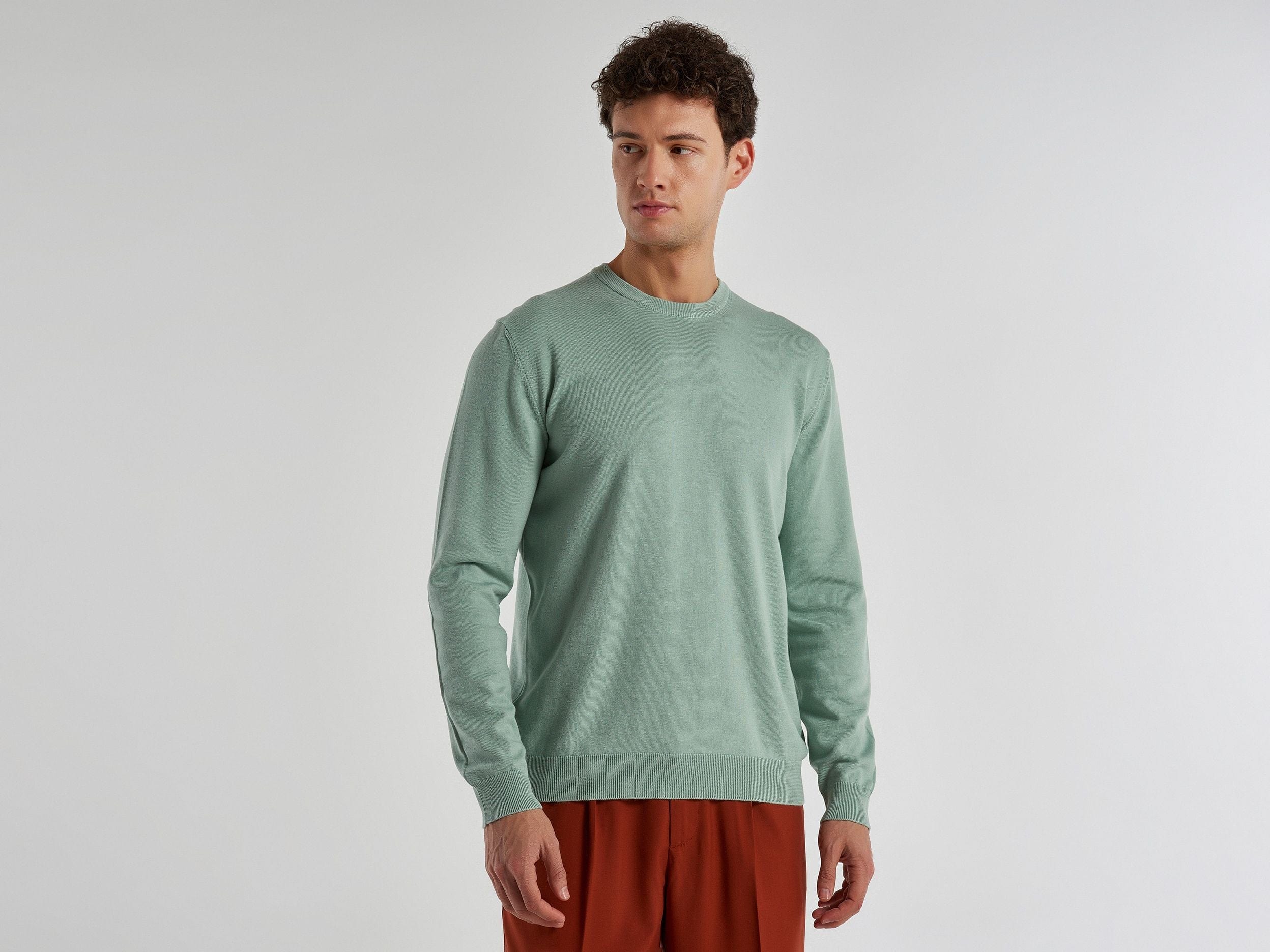 Crew neck sweater in 100% cotton