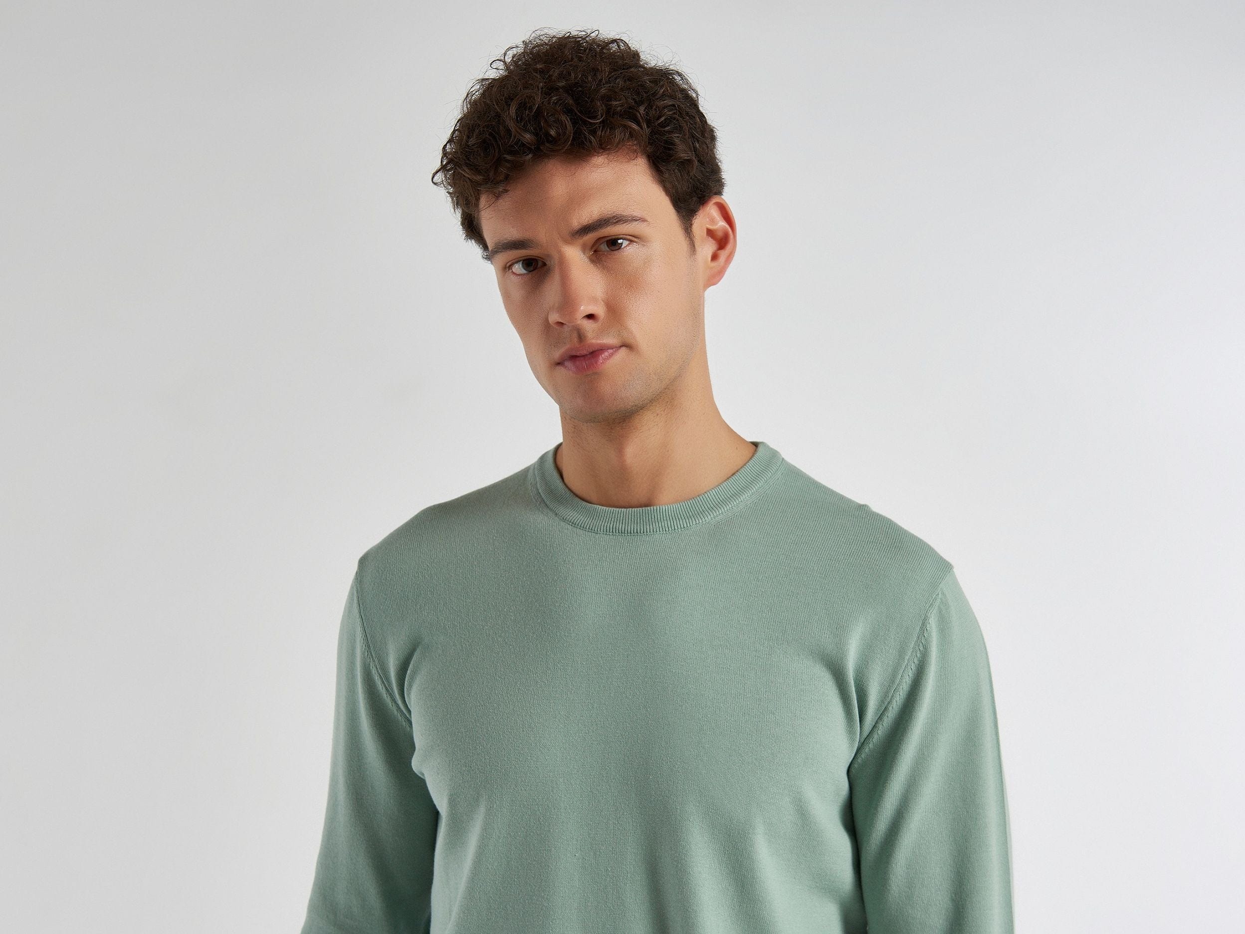 Crew neck sweater in 100% cotton