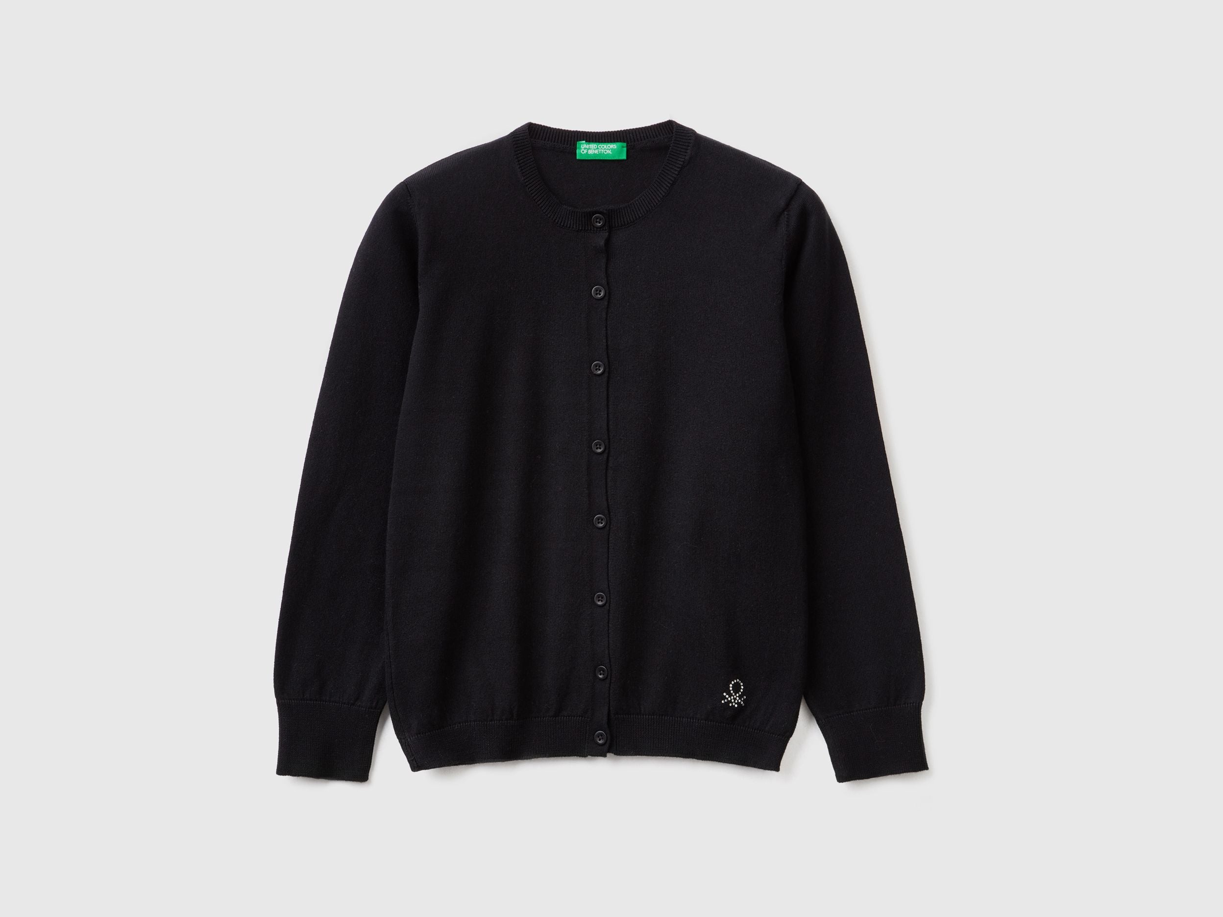 Crew neck cardigan in cotton blend