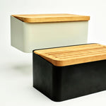 Legnoart Crispy Bread Bin Black Body & Removable Oak Bread Board Bb-80B