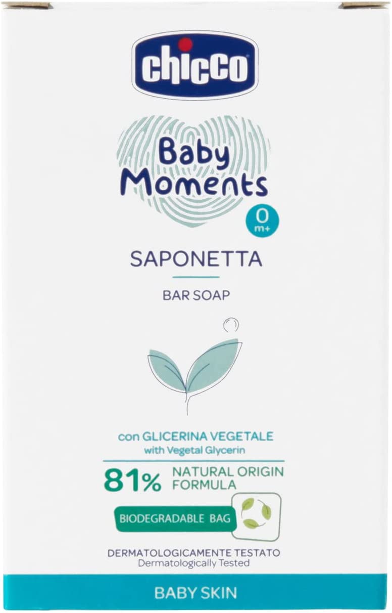 Chicco Baby Moments Bar Soap For Baby Skin 0M+ 100Gr, Multi Color