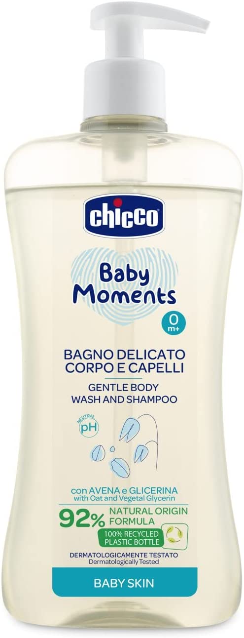 Chicco Baby Moments Gentle Body Wash And Shampoo For Baby Skin 0M+ 500Ml
