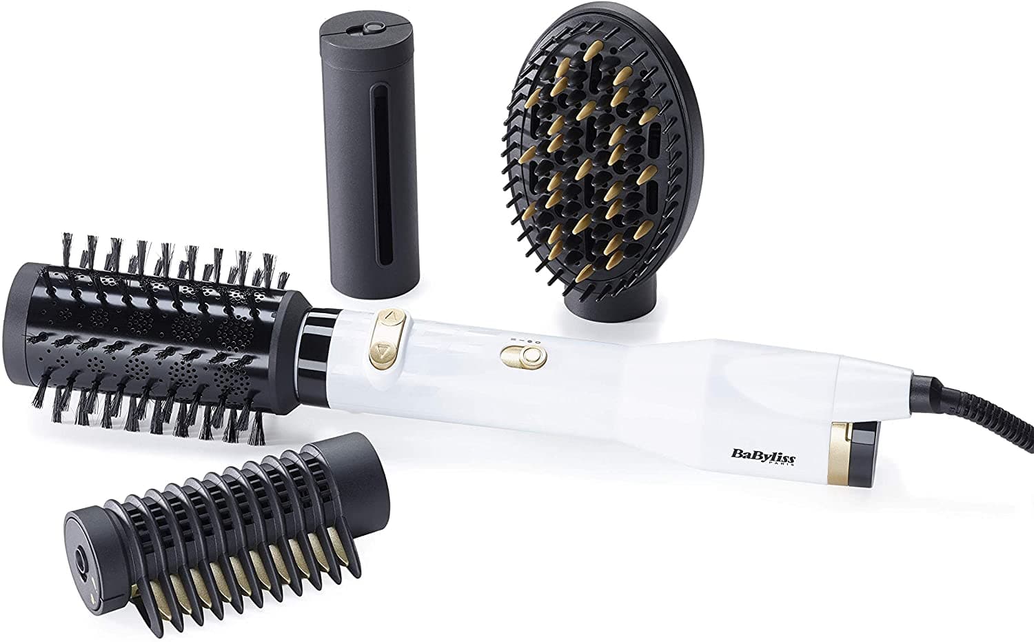 BaByliss AS545SDE,Sensitive Spinning Airbrush w/4 Accessories + Pouch, White - Jashanmal Home