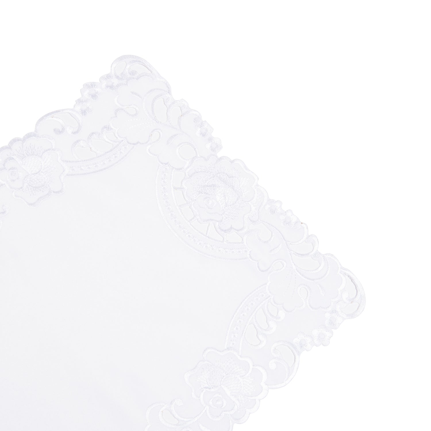 Paramount Brenna White Satin Floral Cutwork Placemats 4Pcs Set
