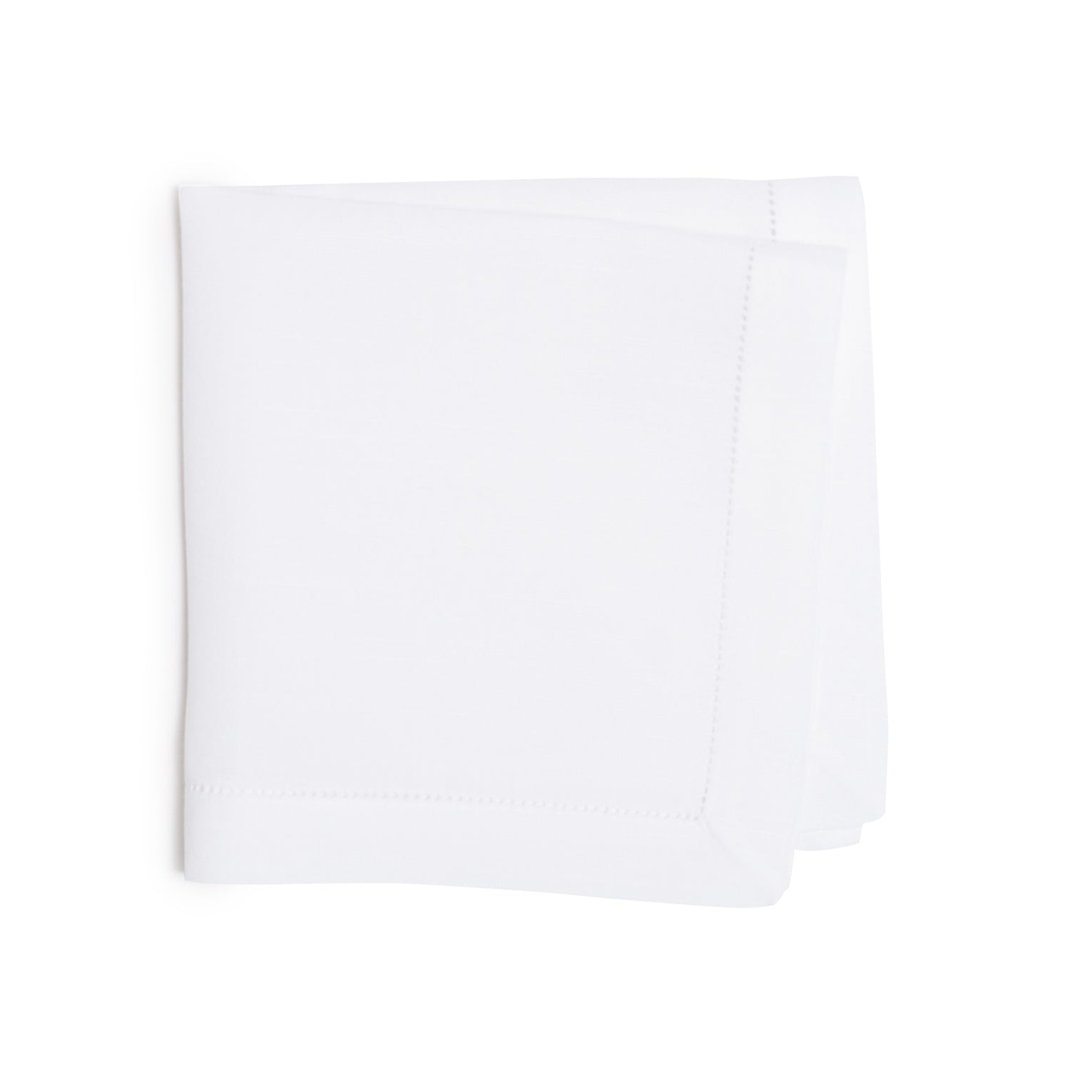 Paramount Poly Faux White Linen With Embroidery Hemstitch Napkin 4Pcs Set