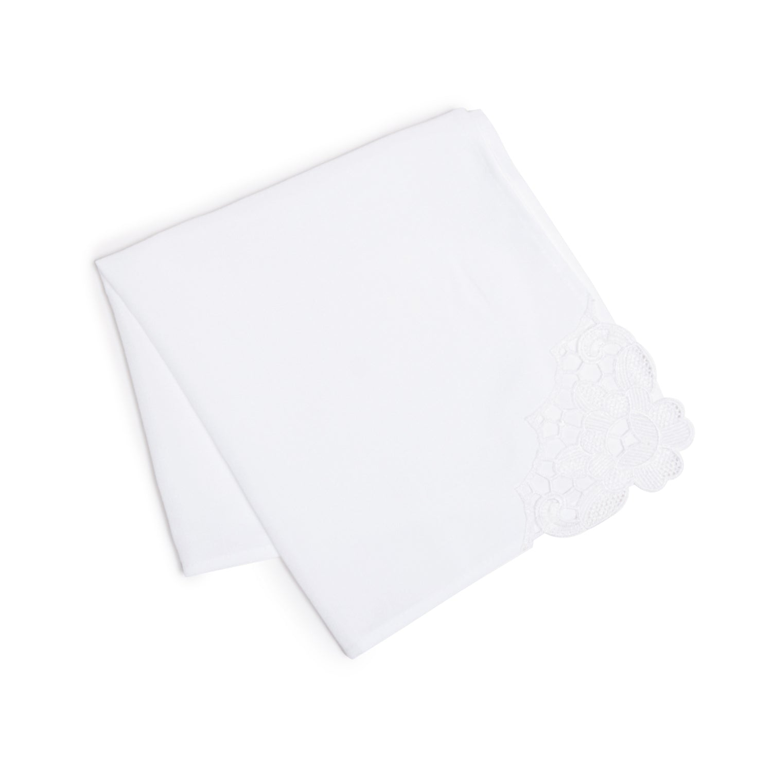 Paramount Poly Linen White Heavy Lace Napkin 4Pcs Sets