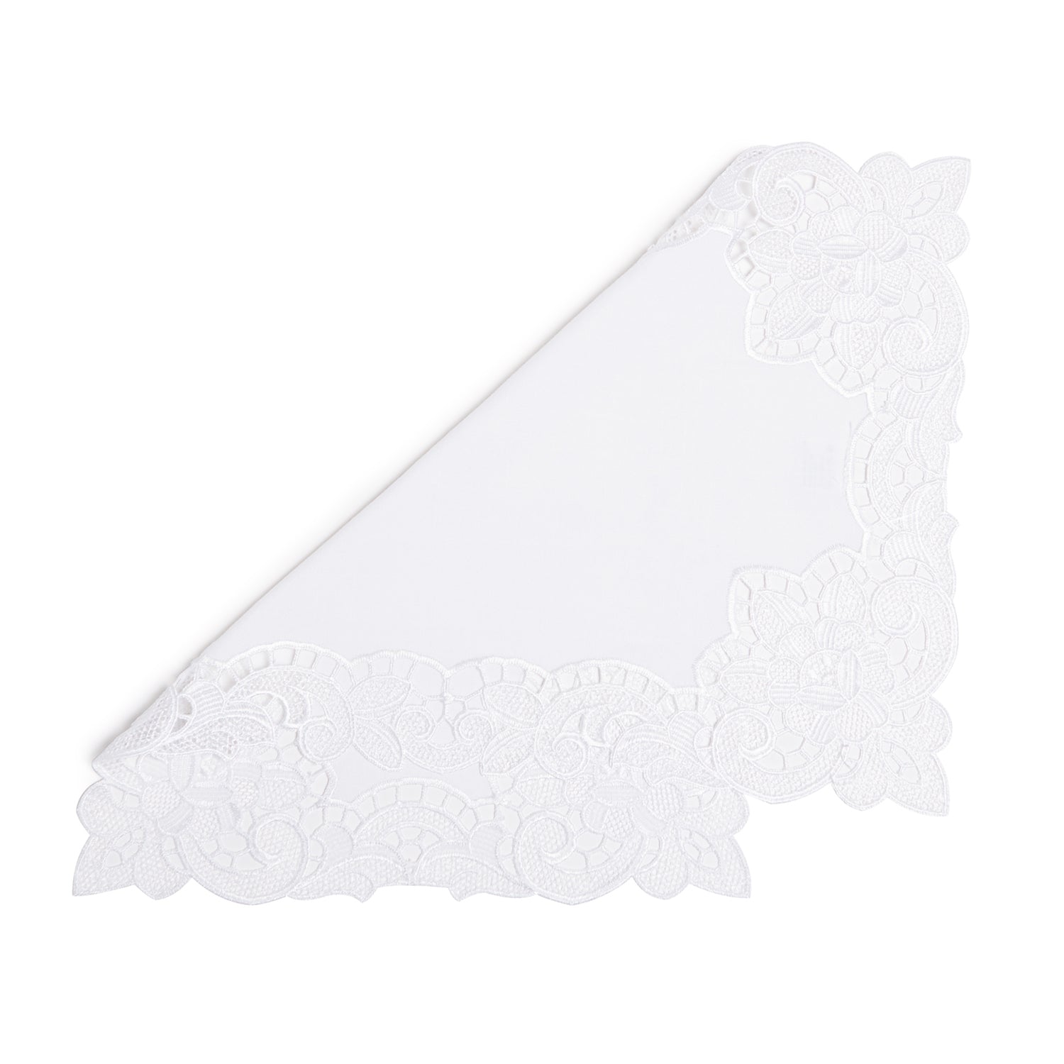 Paramount Poly Linen White Heavy Lace Placemat - 4Pcs Sets