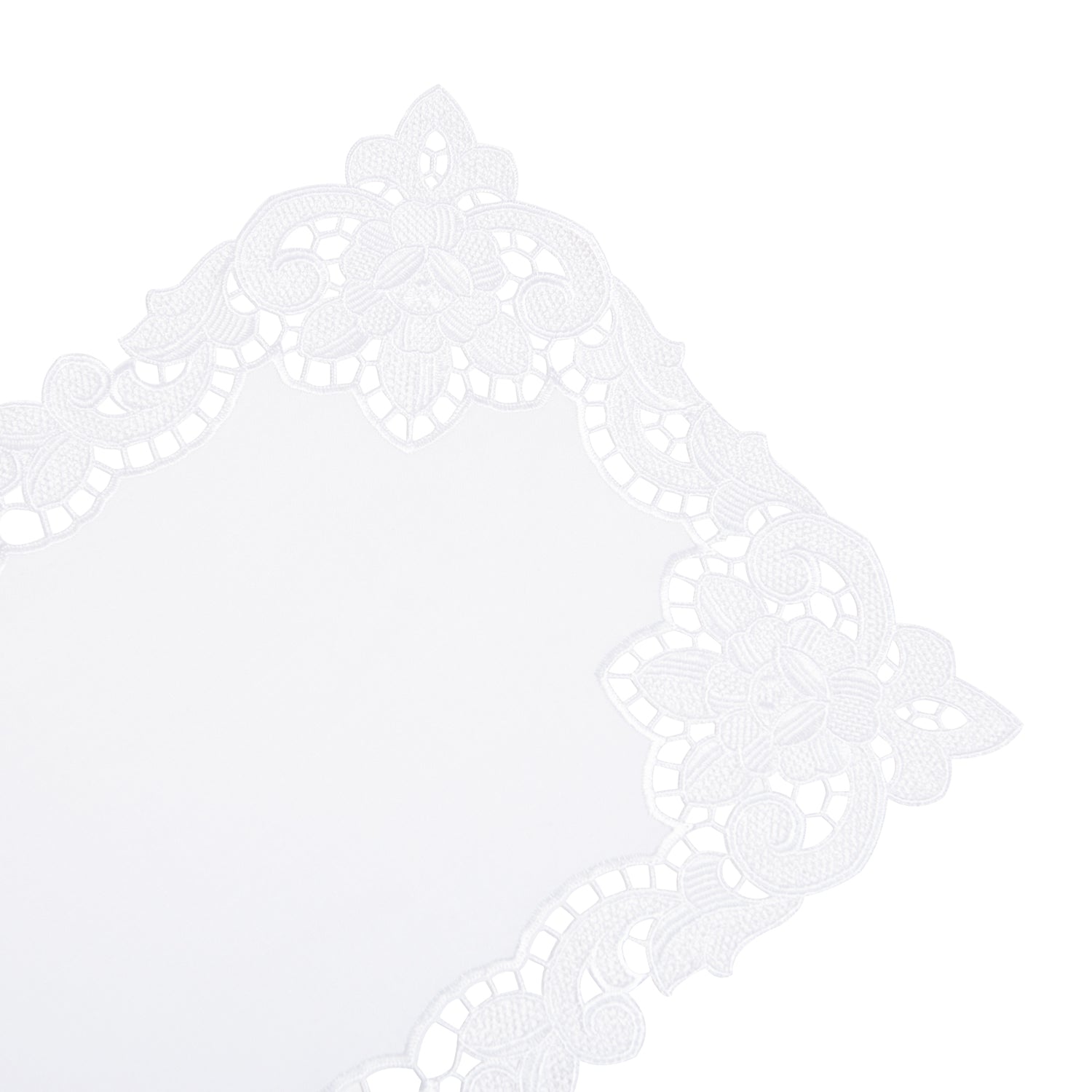 Paramount Poly Linen White Heavy Lace Placemat - 4Pcs Sets