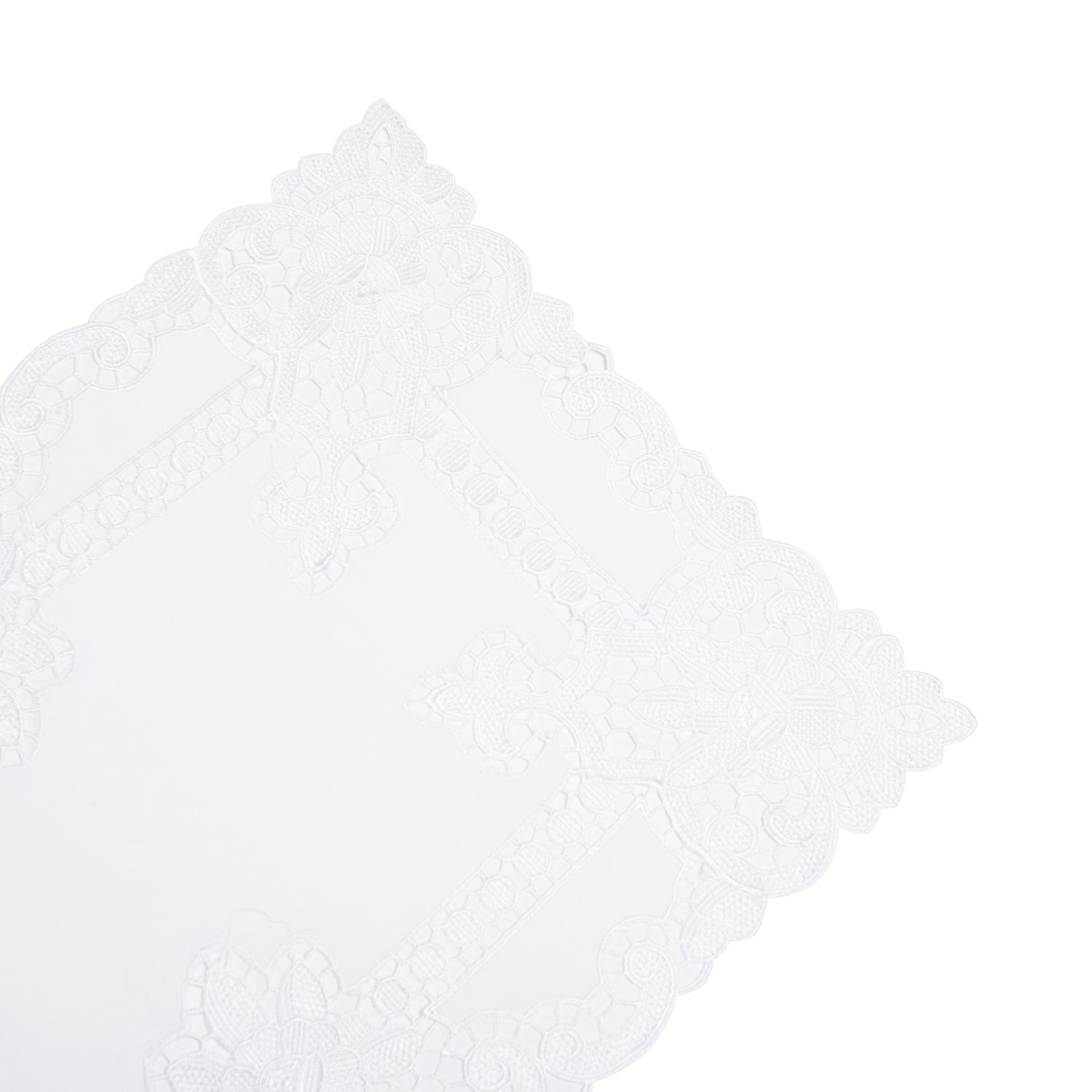 Paramount Poly Linen White Heavy Lace Table Runner