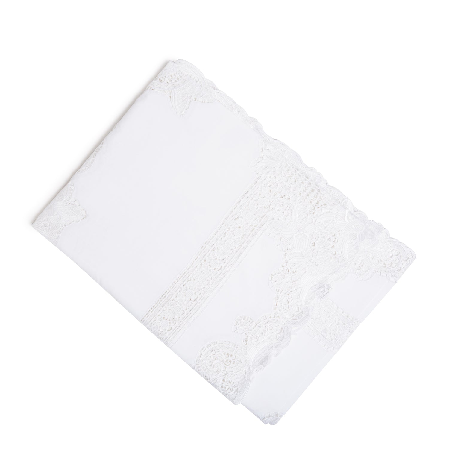 Paramount Poly Linen White Heavy Lace  Tablecloth