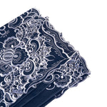 Paramount Midnight Blue Satin With White Embroidery Tablecloth