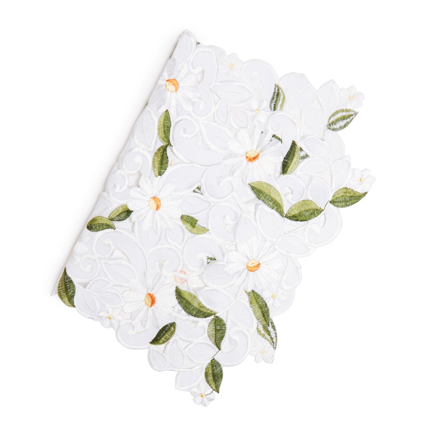 Paramount Green Poly All Over Cutwork Floral Napkin 4Pcs Set