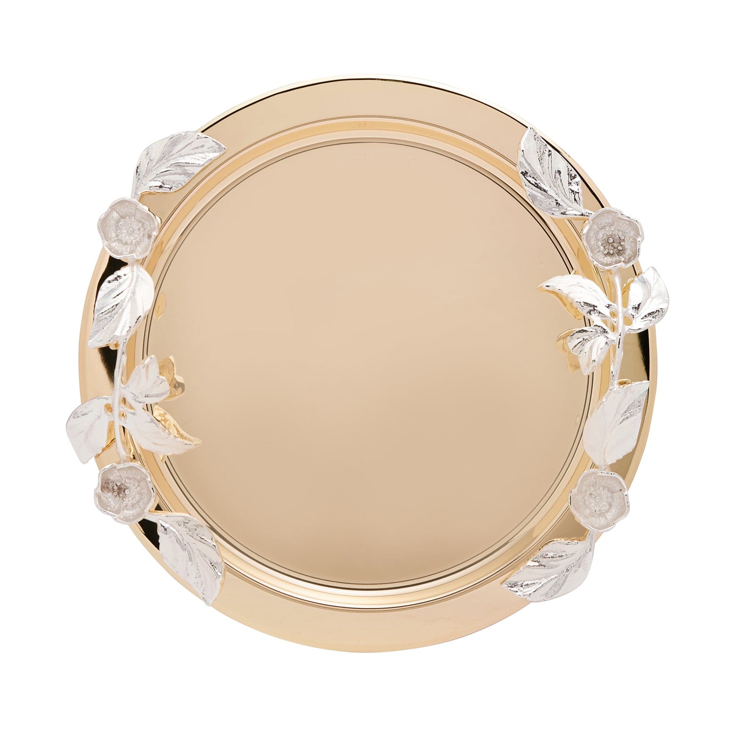 Pantazelos 4 Seasons Of Blossoms Goldplated and Silverplated Round Tray - 3080/GPSP