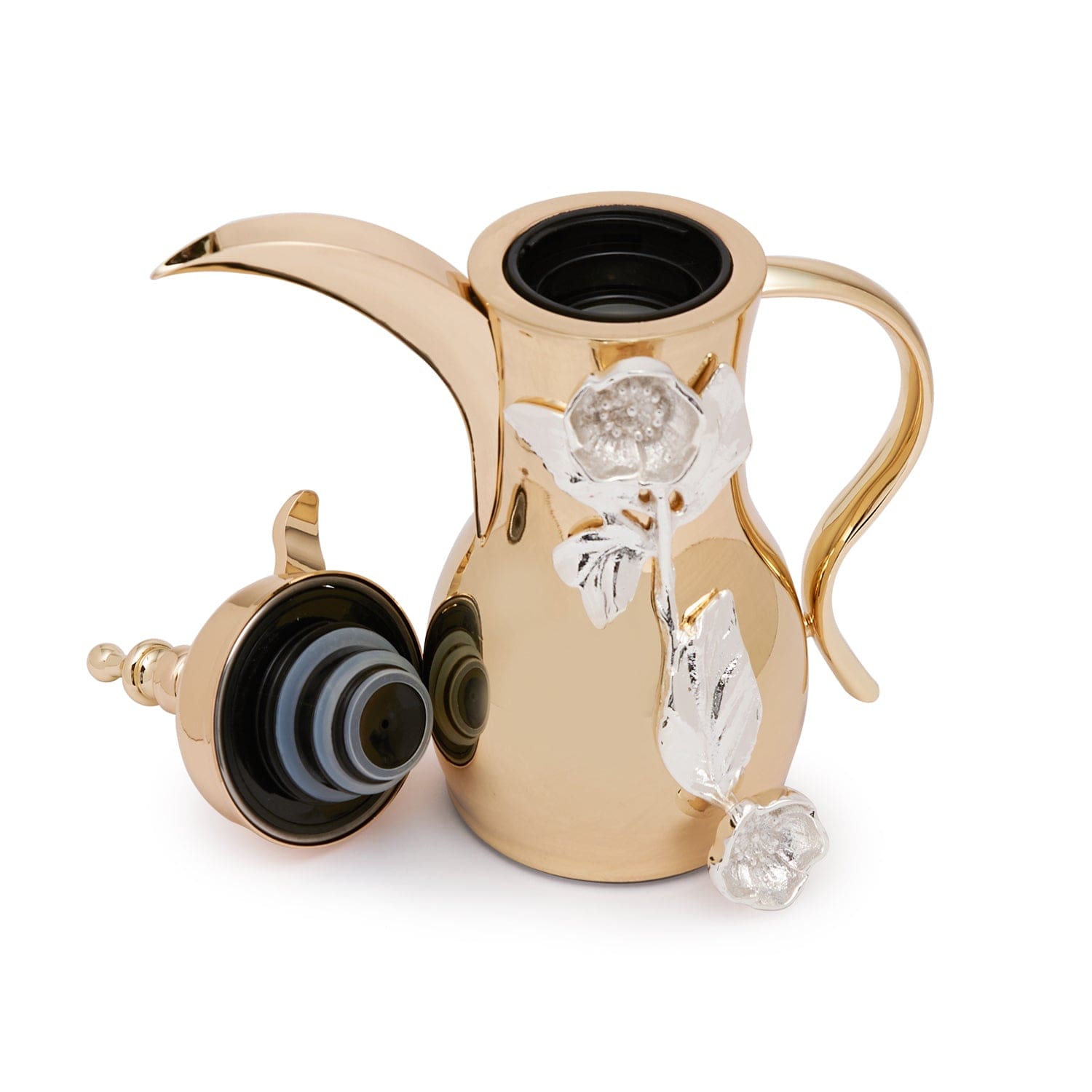 Pantazelos 4 Seasons Of Blossoms Goldplated and Silverplated Dallah Thermos - 1327-SINGLE/GPSP