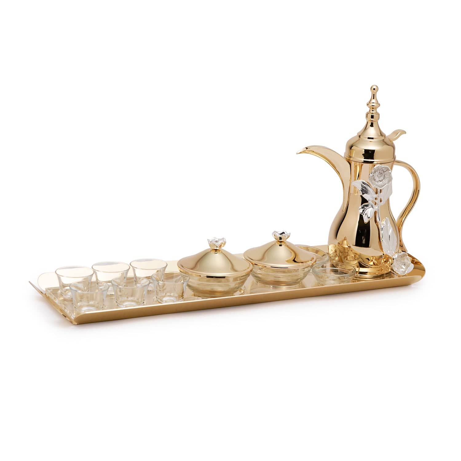Pantazelos 4 Seasons Of Blossoms Gold Plated And Silver Plated Arab Coffee Set