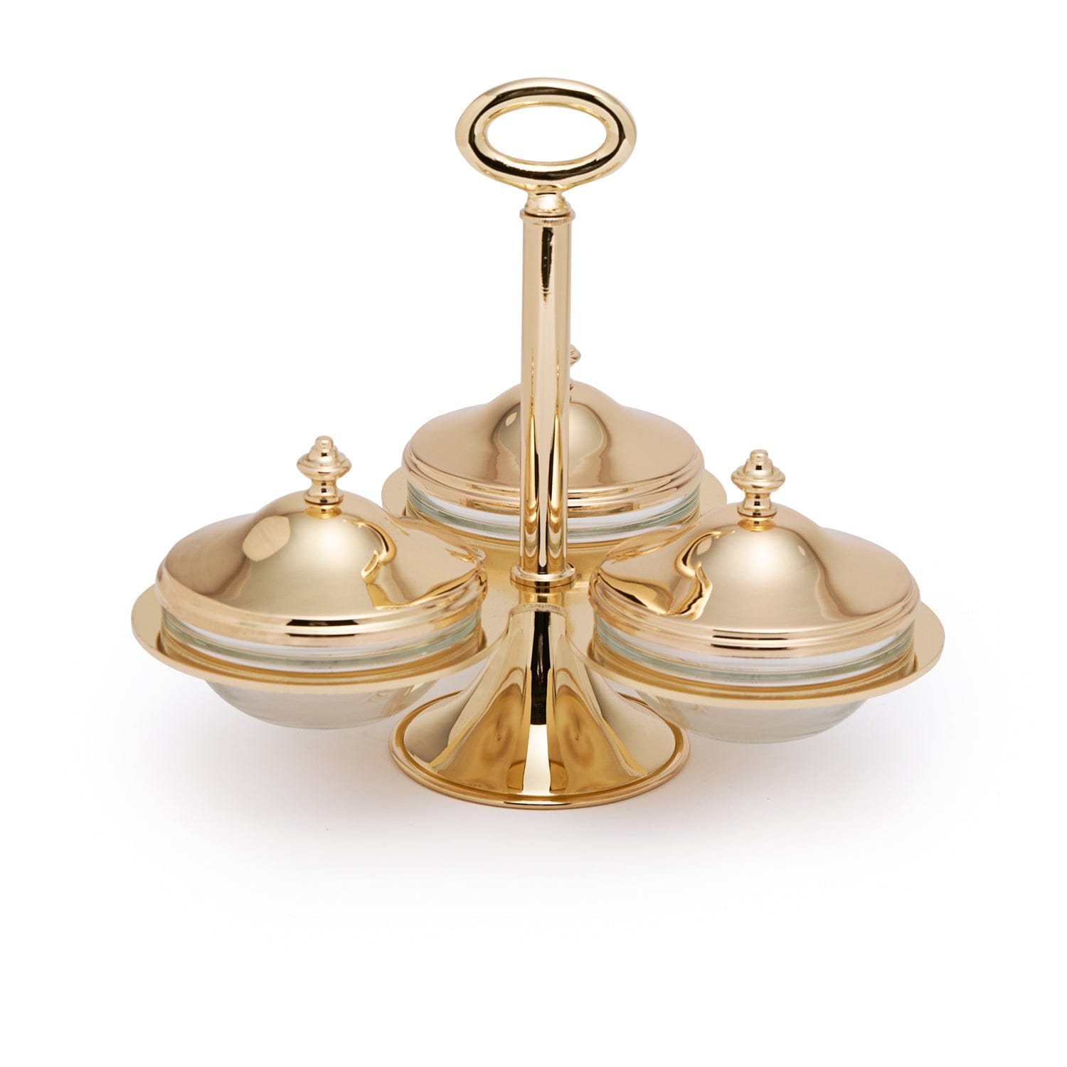 Pantazelos Rotating Stand Gp With 3 Glass Bowls 10.5Cm With Covers-STAND-668-3-105-GP