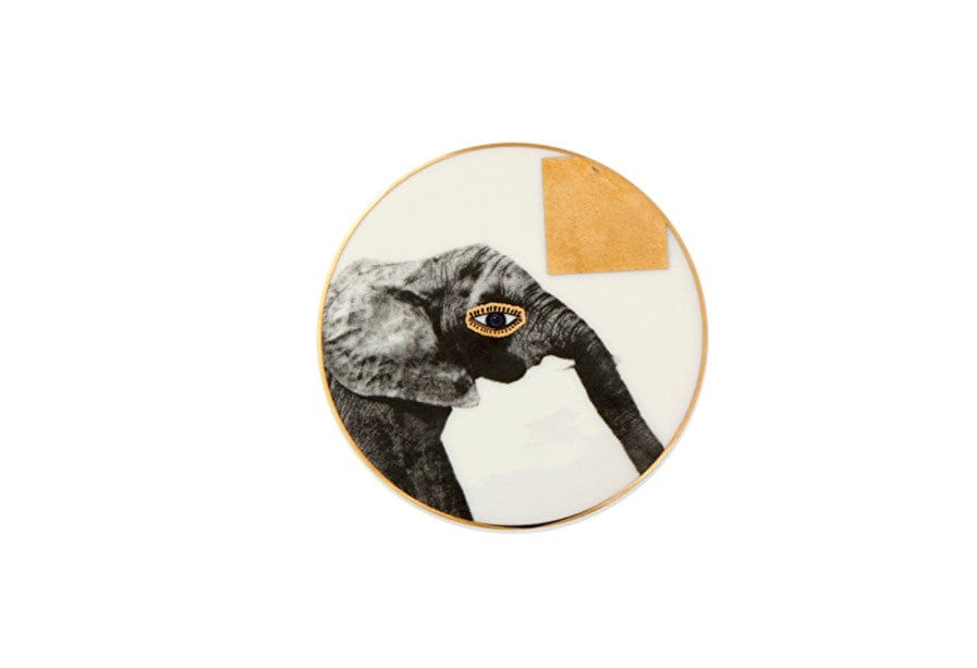 PORLAND PORSELEN WILD LIFE ELEPHANT COASTER 10CM