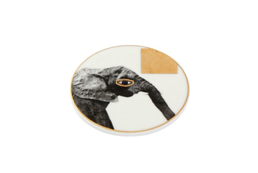 PORLAND PORSELEN WILD LIFE ELEPHANT COASTER 10CM