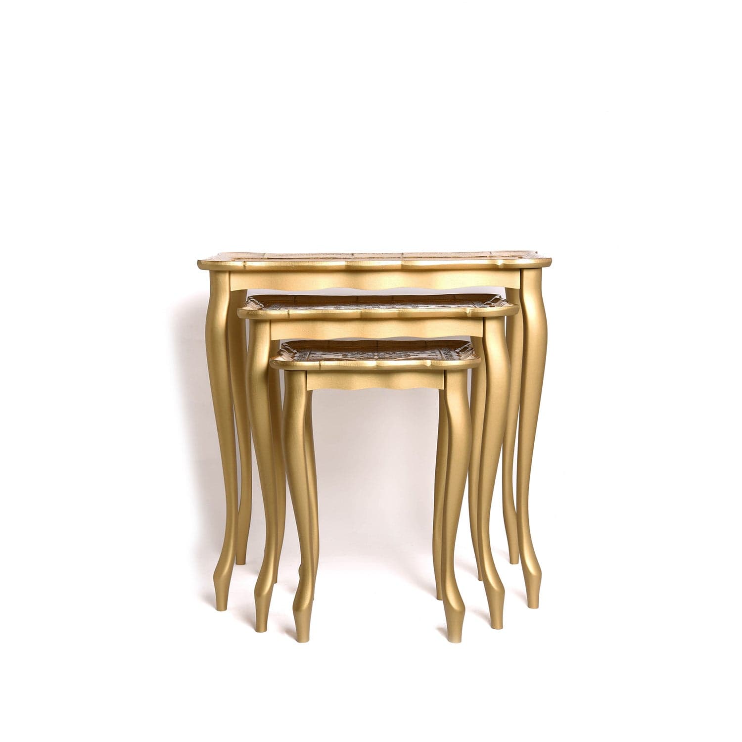 Sezzatini Sciancati Gold/Ivory/Silver Three Table Set 35 x 57 x 58cm