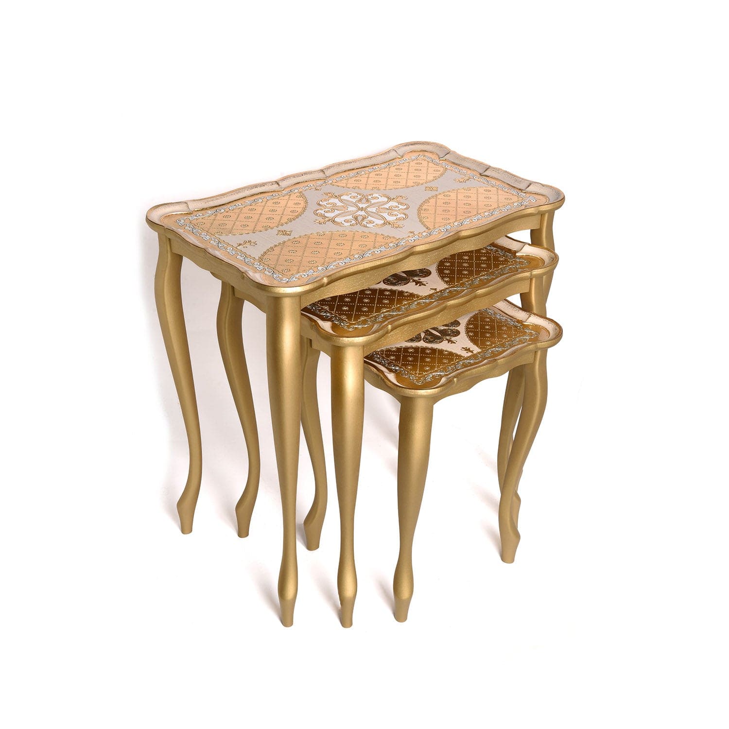 Sezzatini Sciancati Gold/Ivory/Silver Three Table Set 35 X 57 X 58Cm