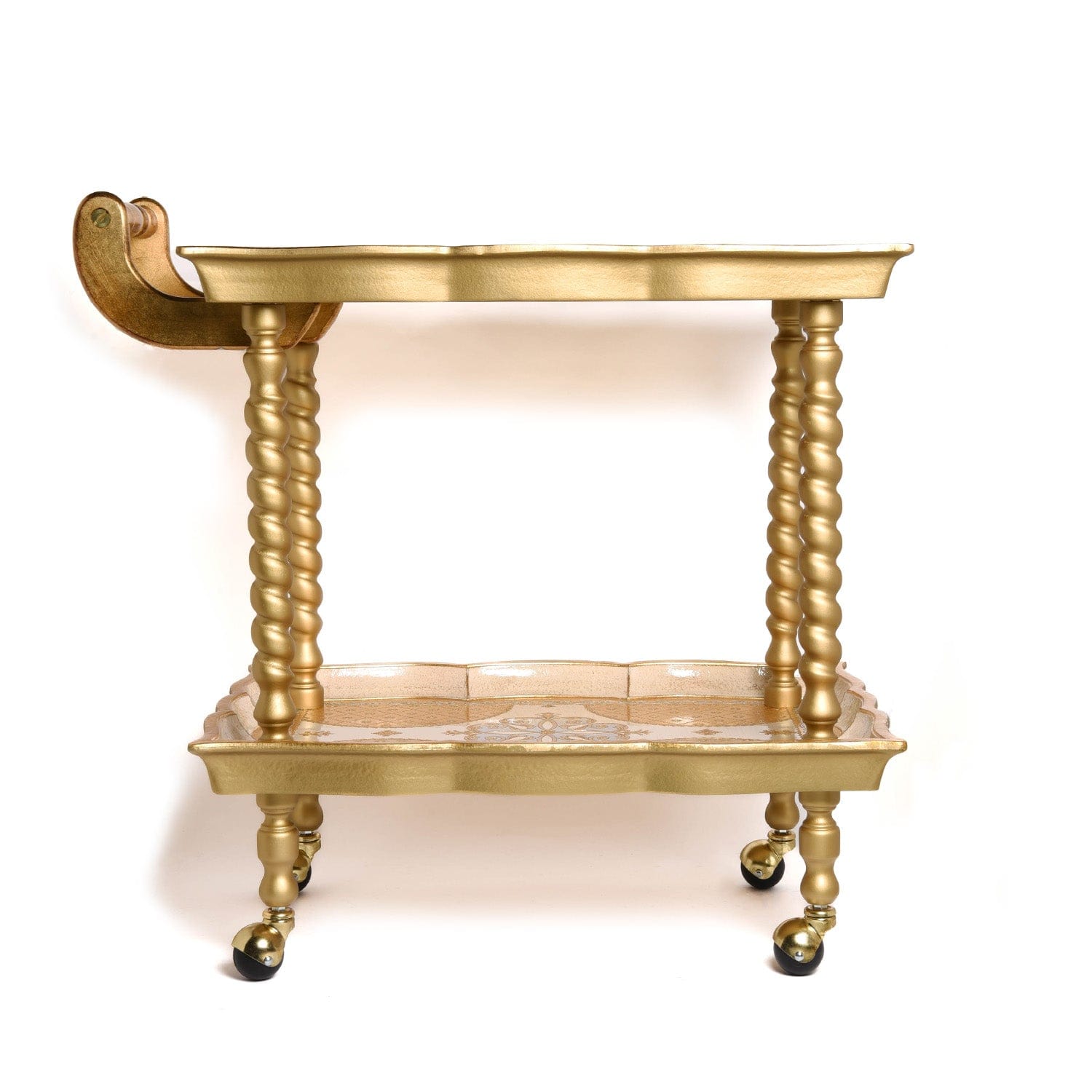 Sezzatini Sciancati Gold/Ivory/Silver Tea Cart 48X68X70