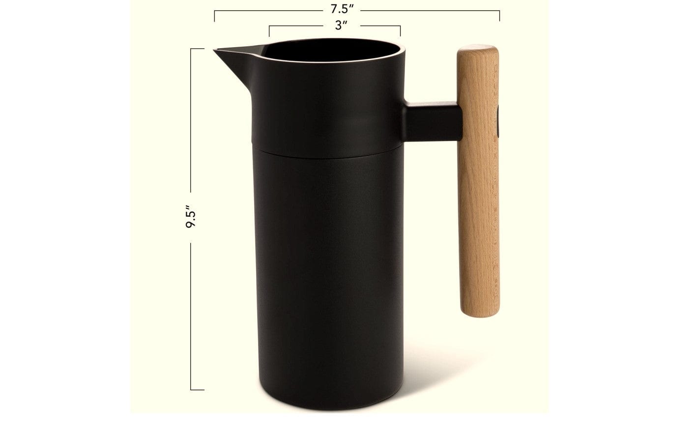 HASTINGS MYSA THERMAL CARAFE DOUBLE WALL STAINLESS STEEL 1.2L BLACK WITH GERMAN BEECHWOOD HANDLE - HCMYSABLK