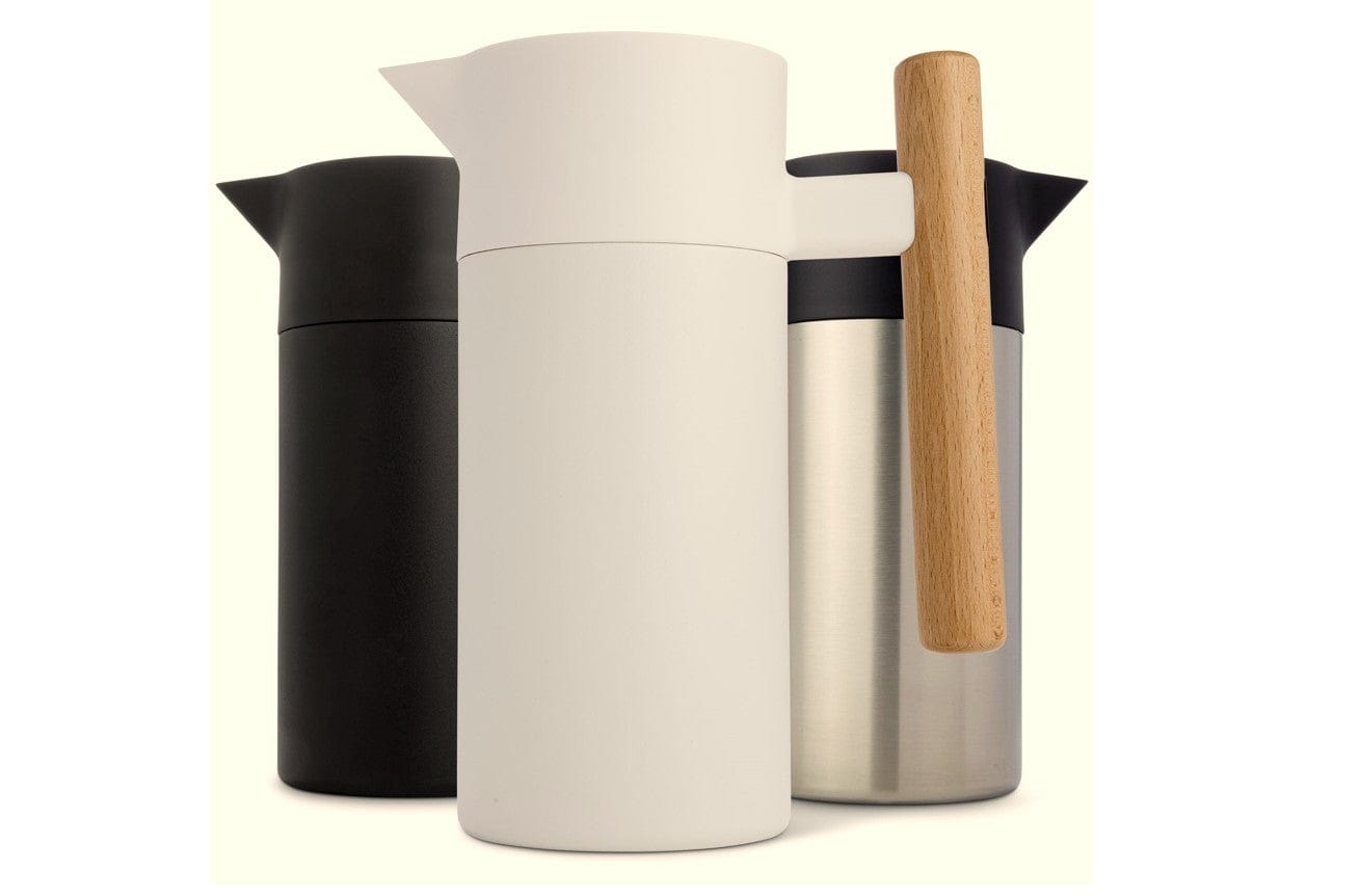 HASTINGS MYSA THERMAL CARAFE DOUBLE WALL STAINLESS STEEL 1.2L BLACK WITH GERMAN BEECHWOOD HANDLE - HCMYSABLK