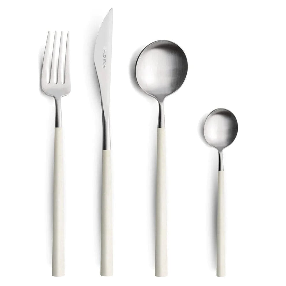 Belo Inox Neo White With Brushed Silver - 24 Pcs With Wooden Box